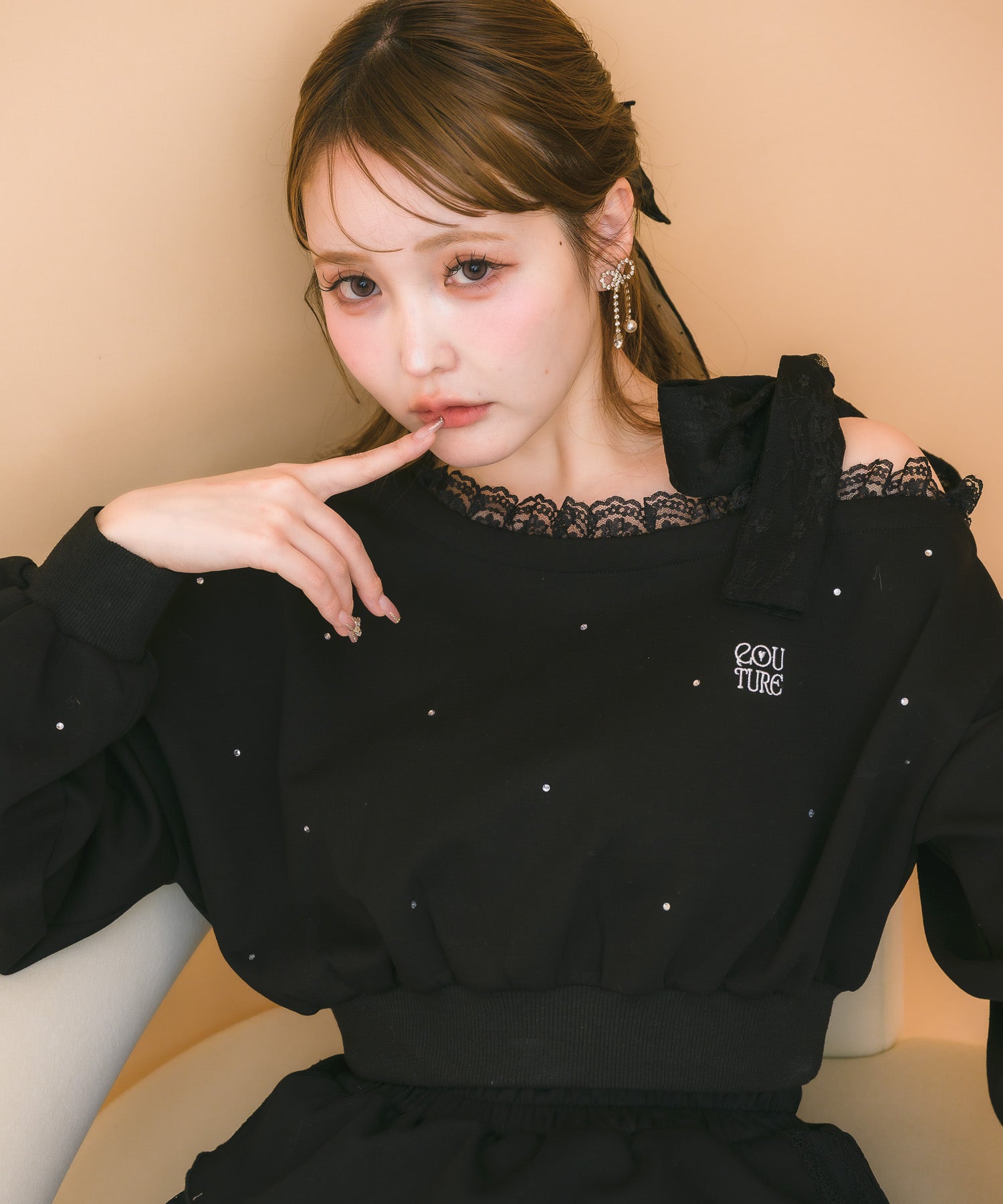 ワンショルリボンスウェットトップス | Rlab store