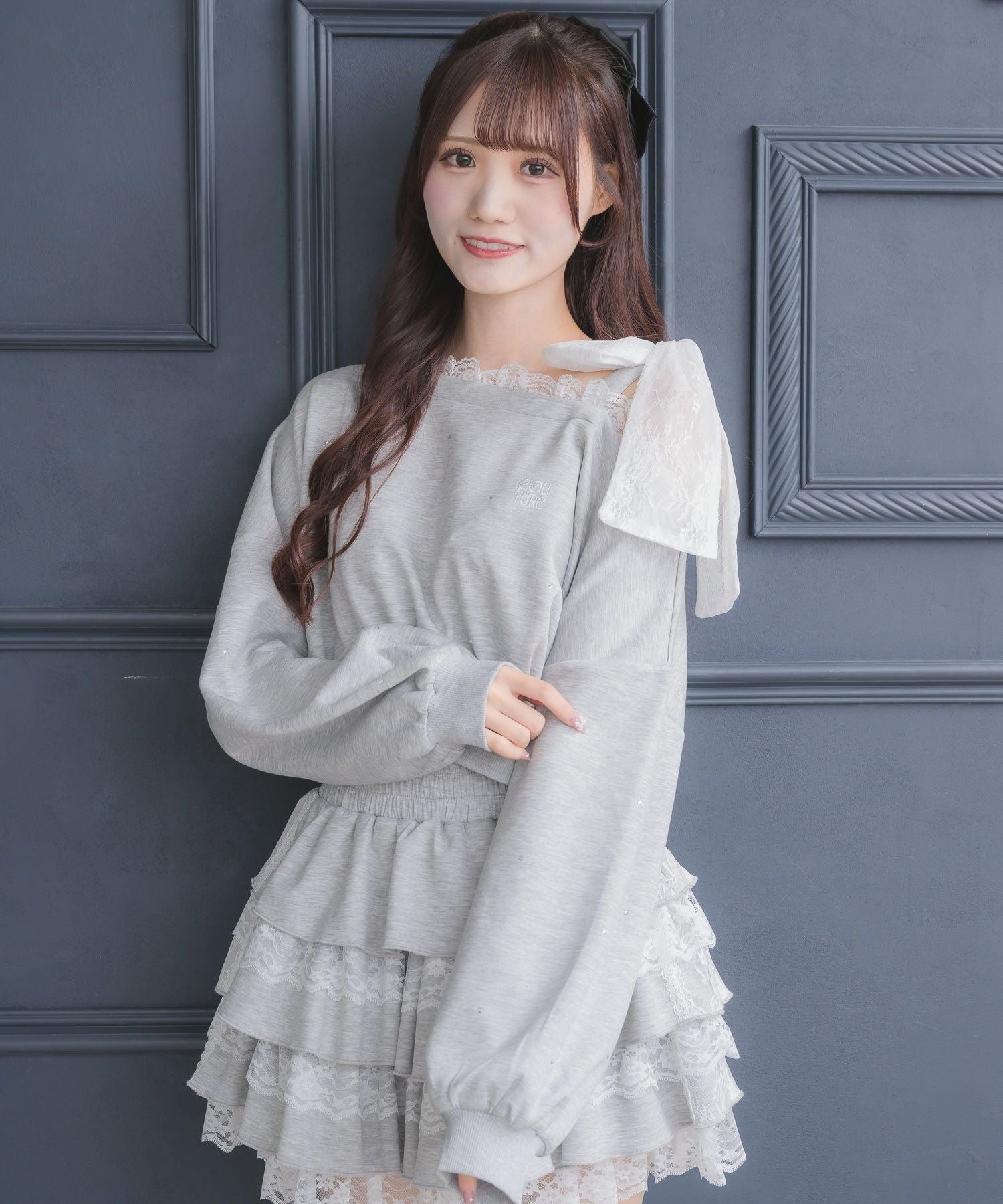 ワンショルリボンスウェットトップス | Rlab store