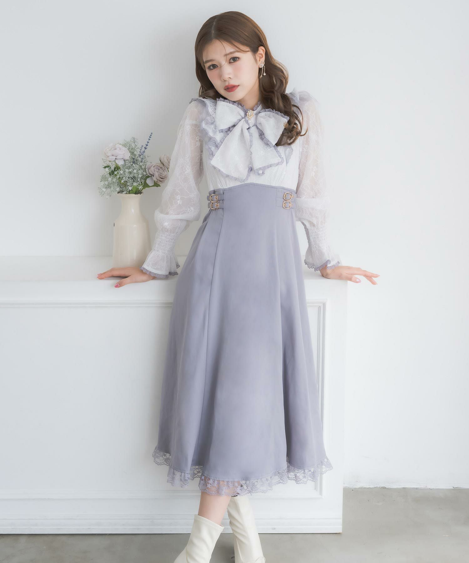 レーシードッキング長袖ワンピース | Rlab store