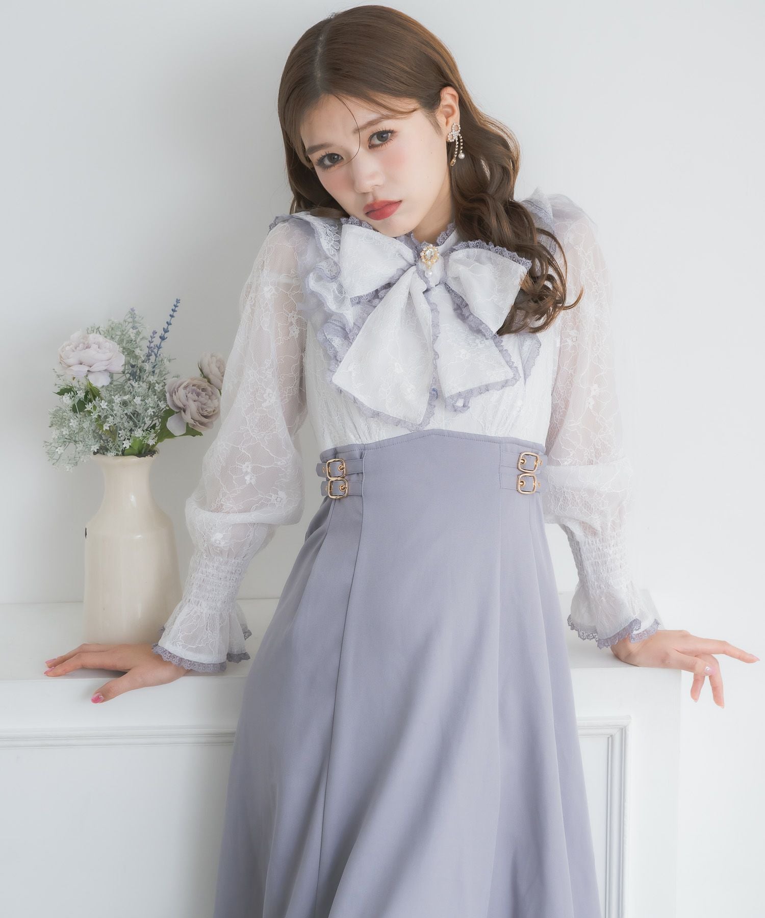 レーシードッキング長袖ワンピース | Rlab store