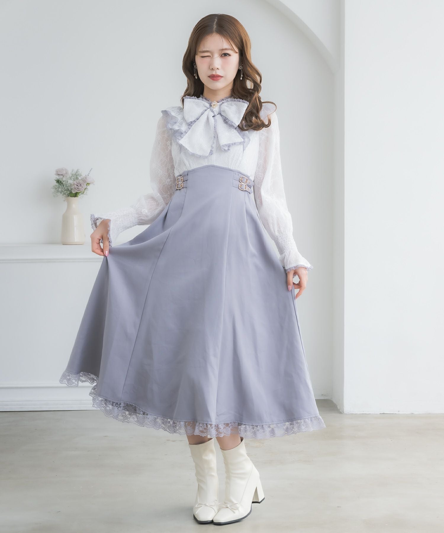 レーシードッキング長袖ワンピース | Rlab store