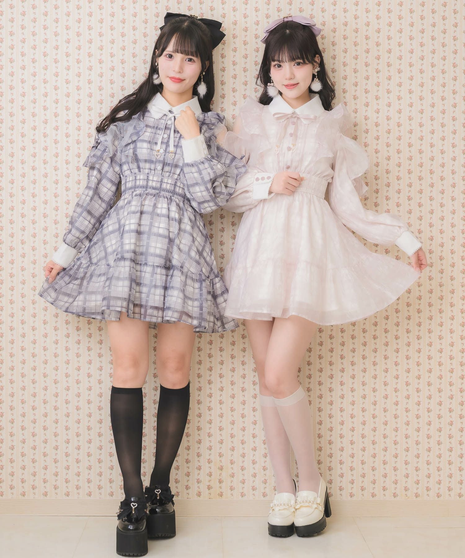 花柄チェックミニワンピース | Rlab store