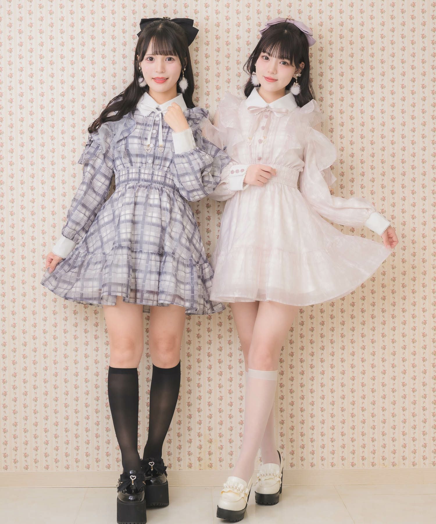 花柄チェックミニワンピース | Rlab store