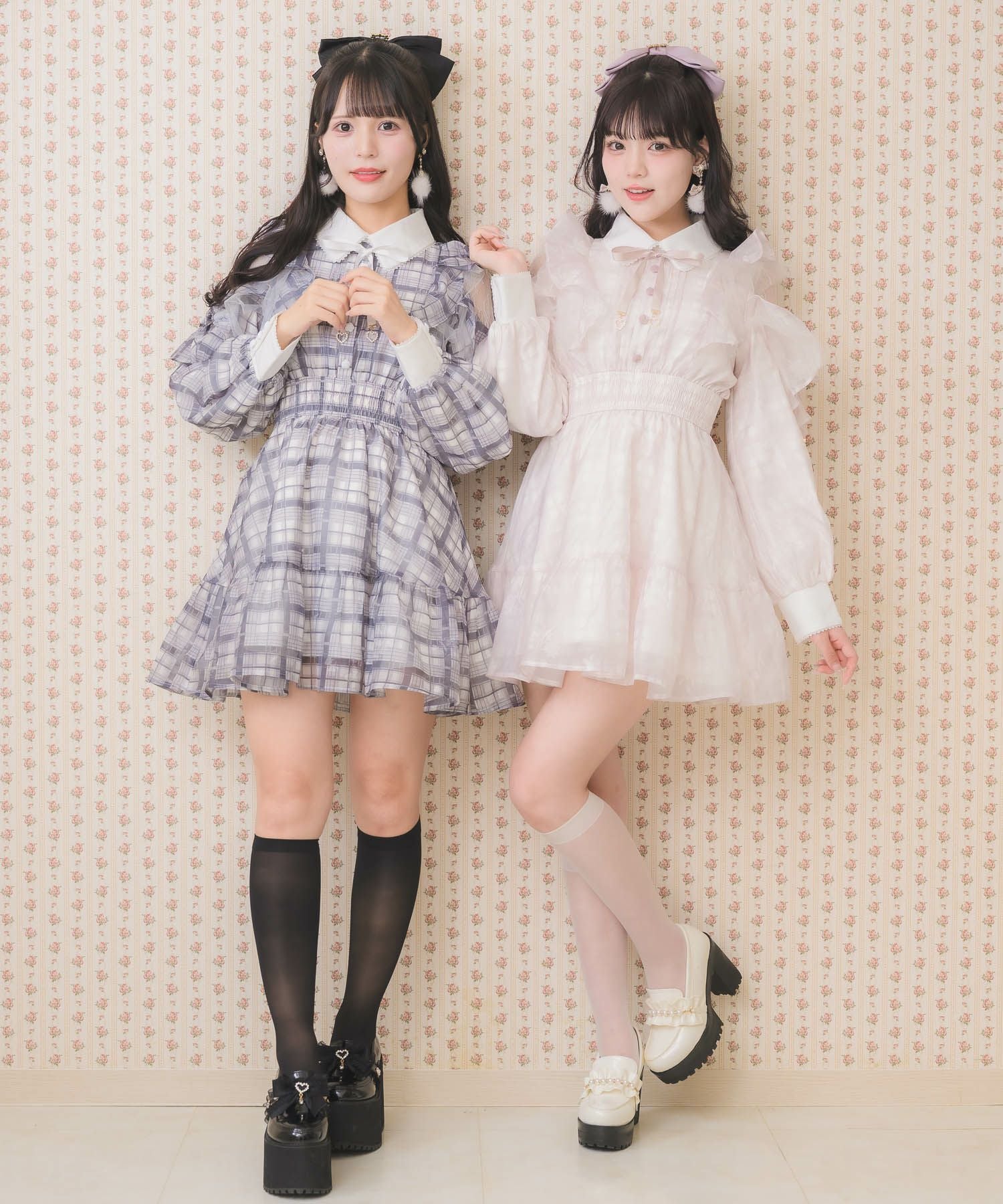 花柄チェックミニワンピース | Rlab store