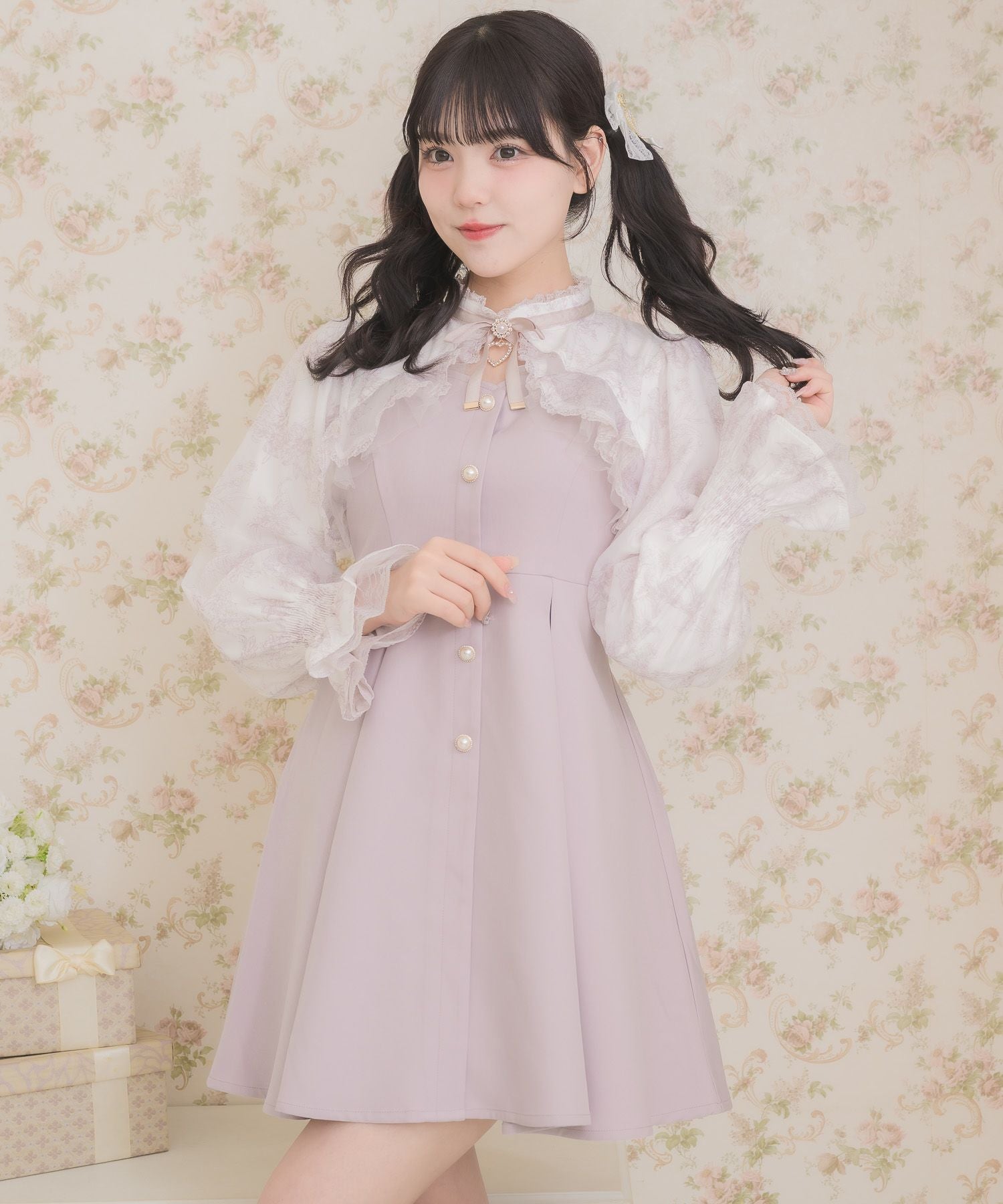 花柄シアーラッフルワンピース | Rlab store