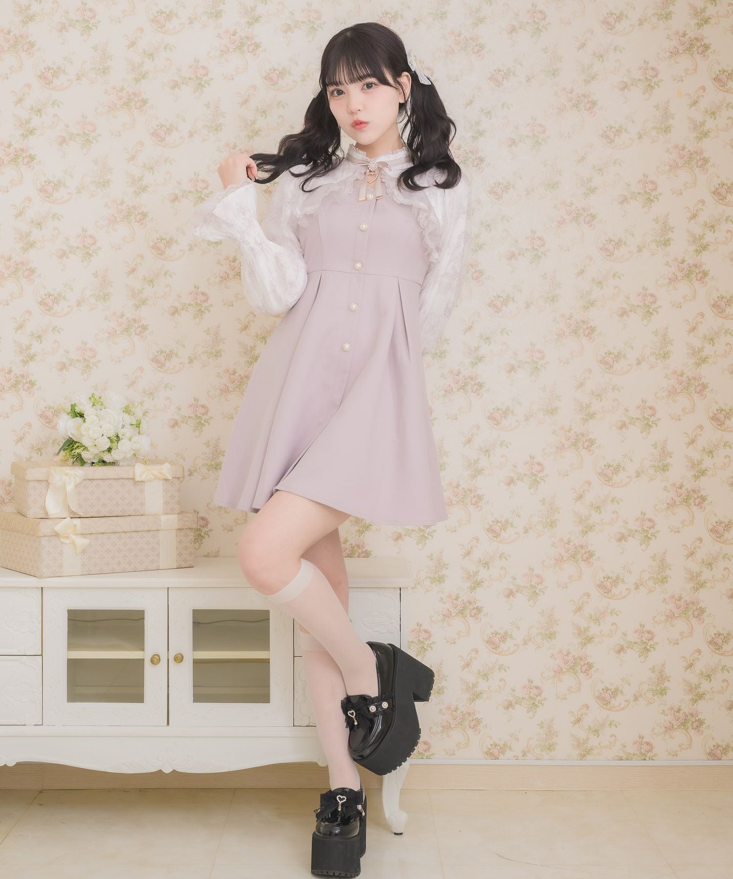 花柄シアーラッフルワンピース | Rlab store