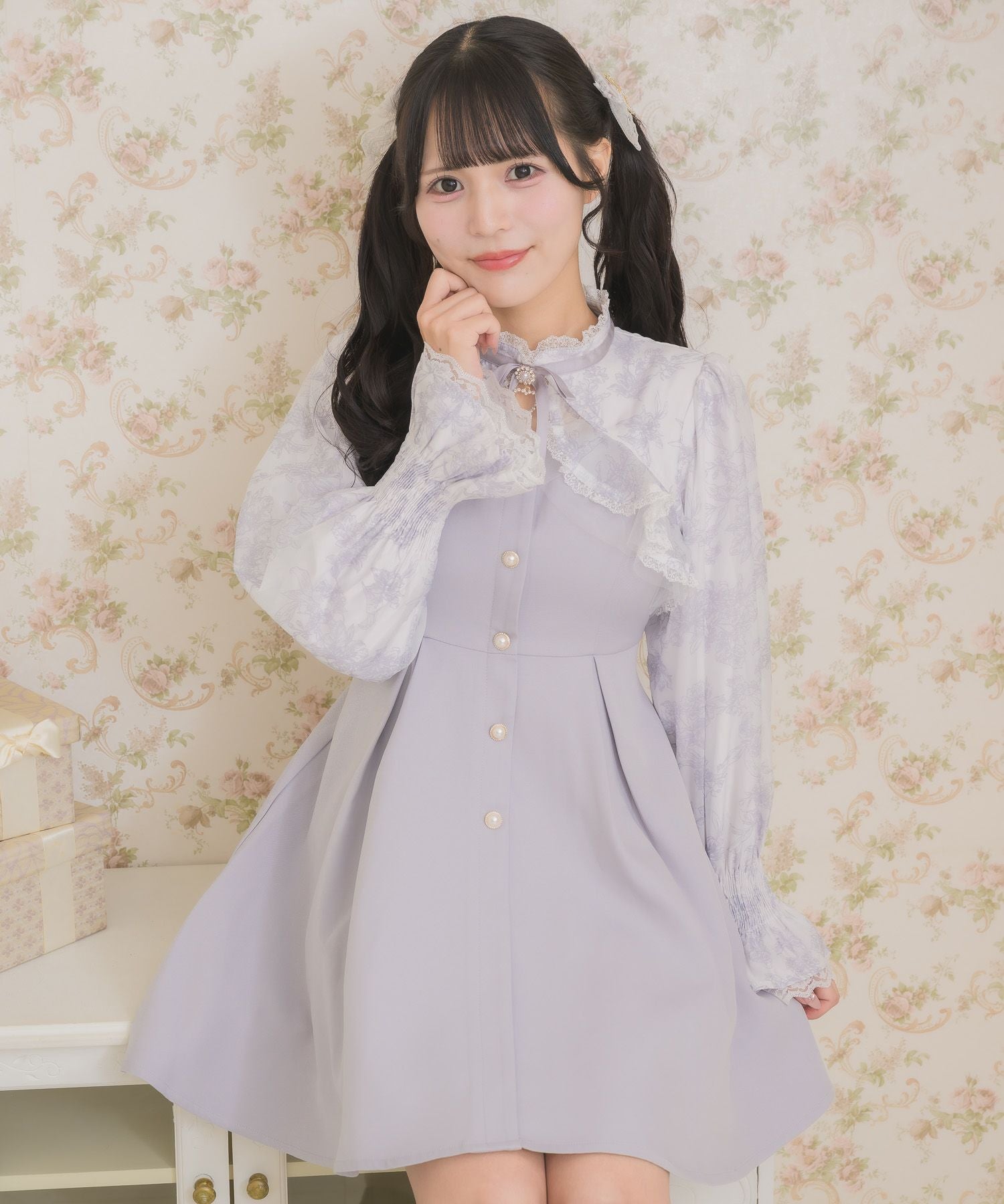 花柄シアーラッフルワンピース | Rlab store