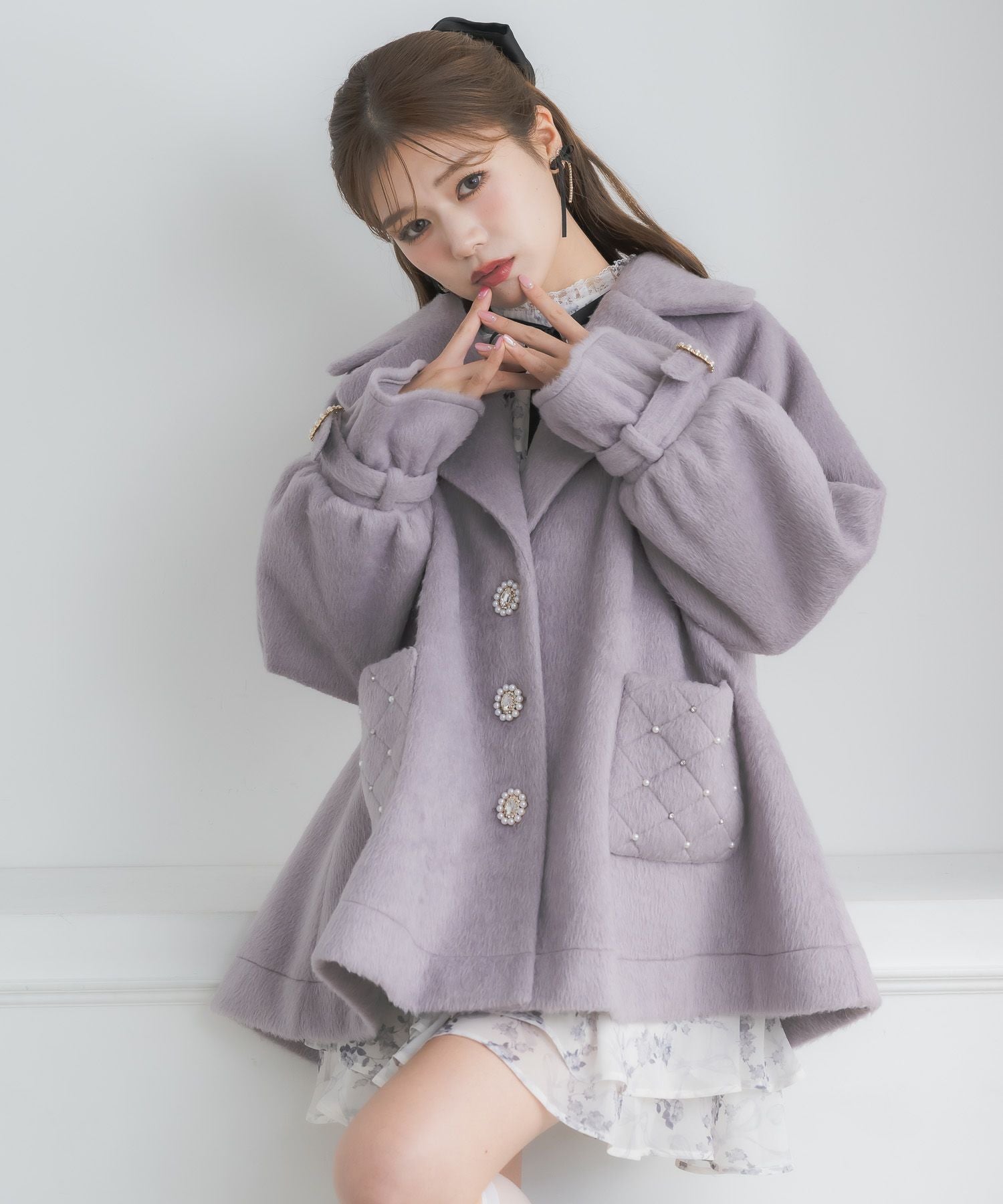 ラメシャギーAラインコート　couture by ROJITA クチュールバイロジータ コート アウター 「新色入荷」ラメシャギーA