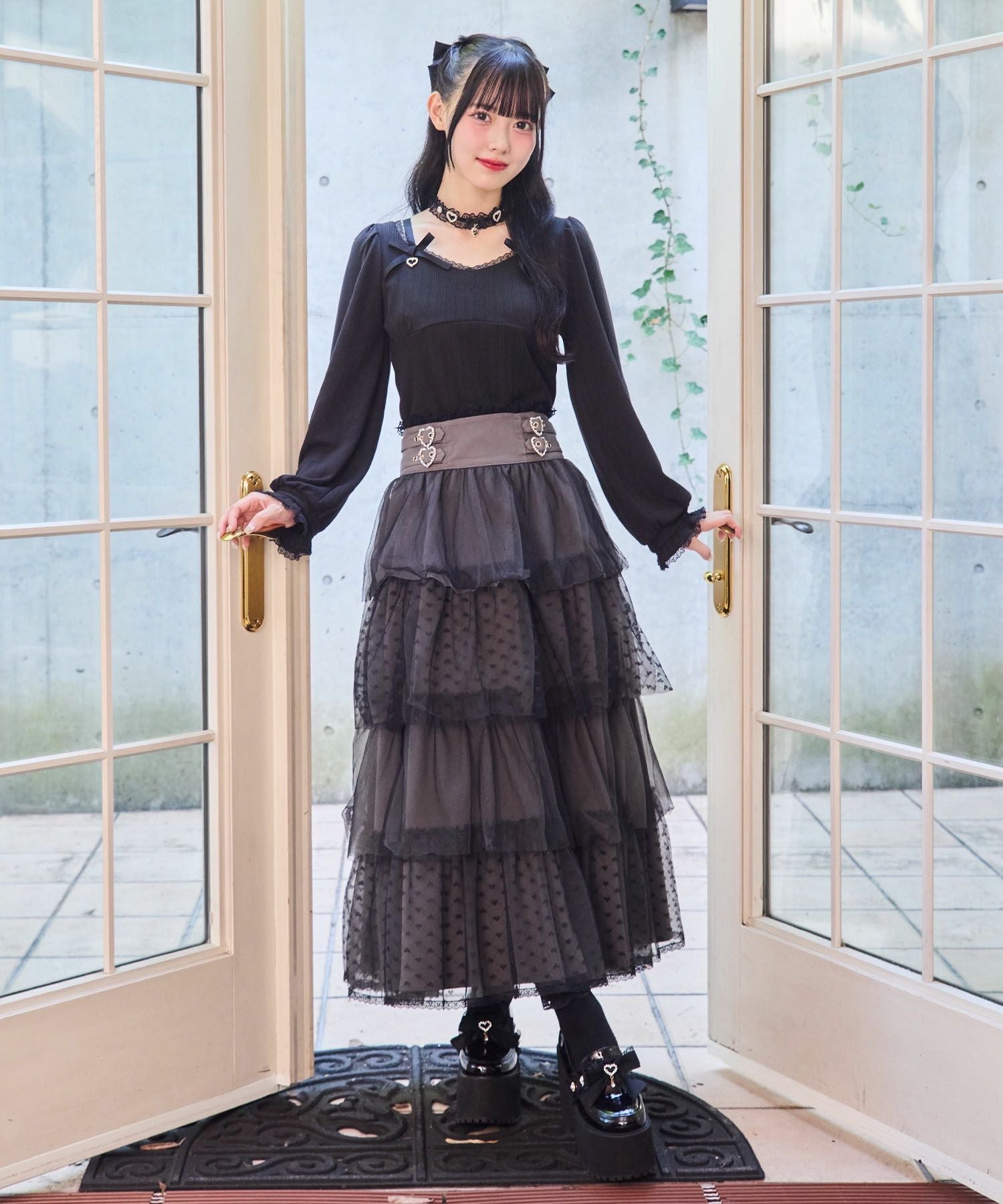 ハートチュールティアードロングスカート | Rlab store