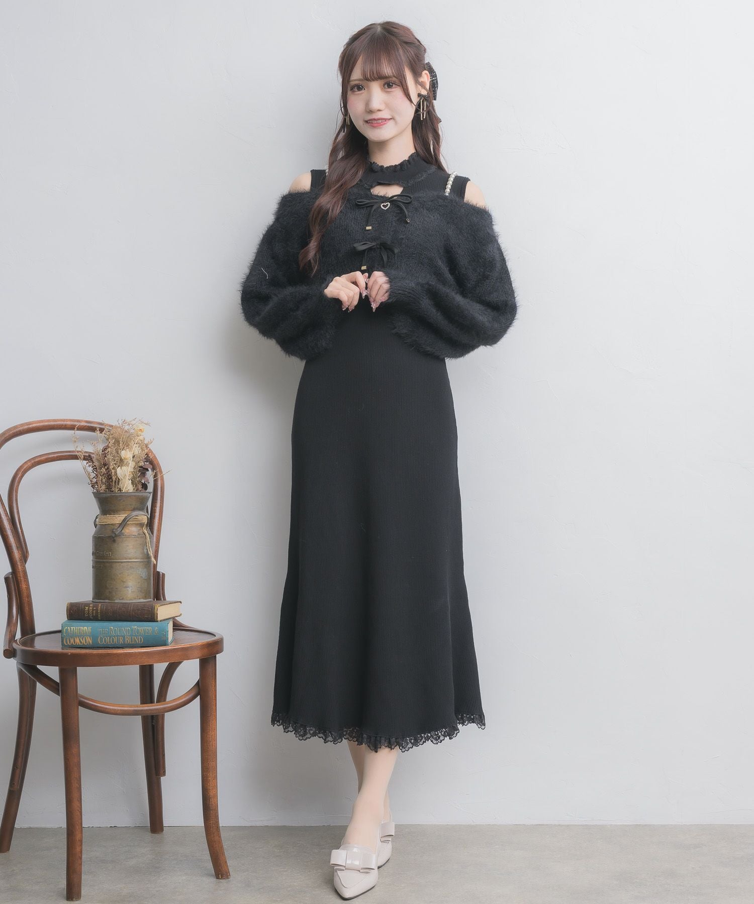 ニットワンピース×オフショルカーデセット | Rlab store