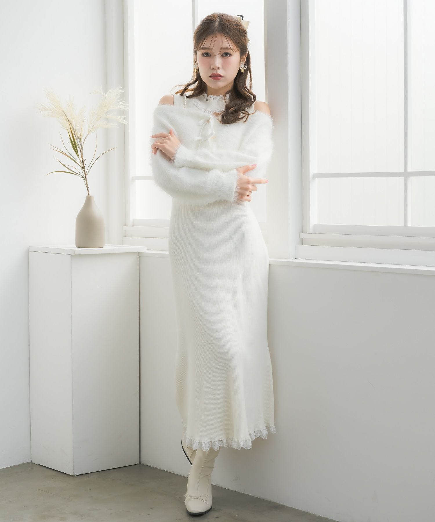 ニットワンピース×オフショルカーデセット | Rlab store