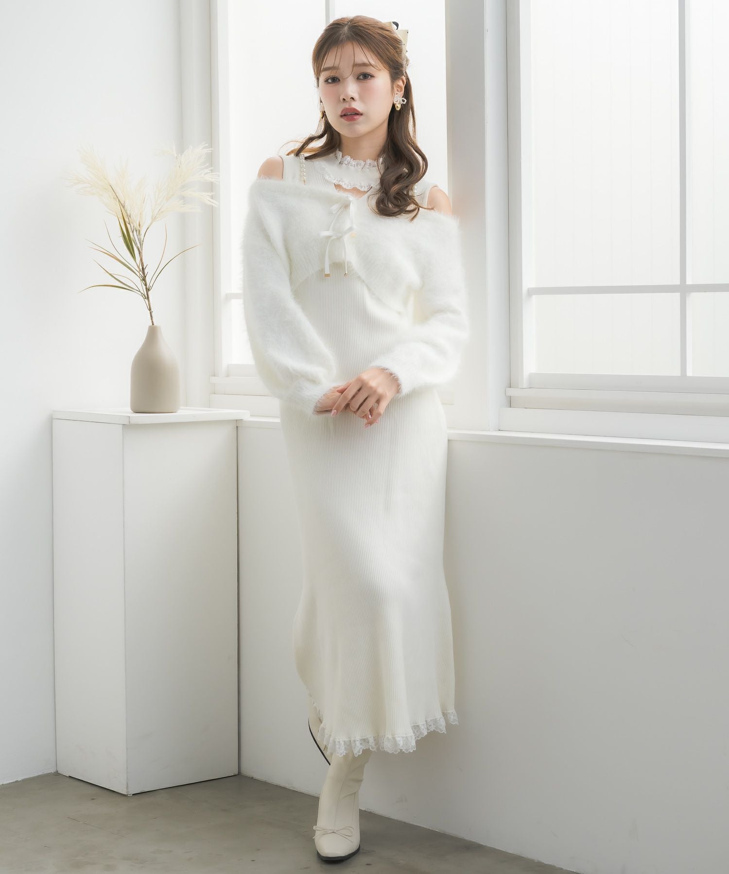 ニットワンピース×オフショルカーデセット | Rlab store