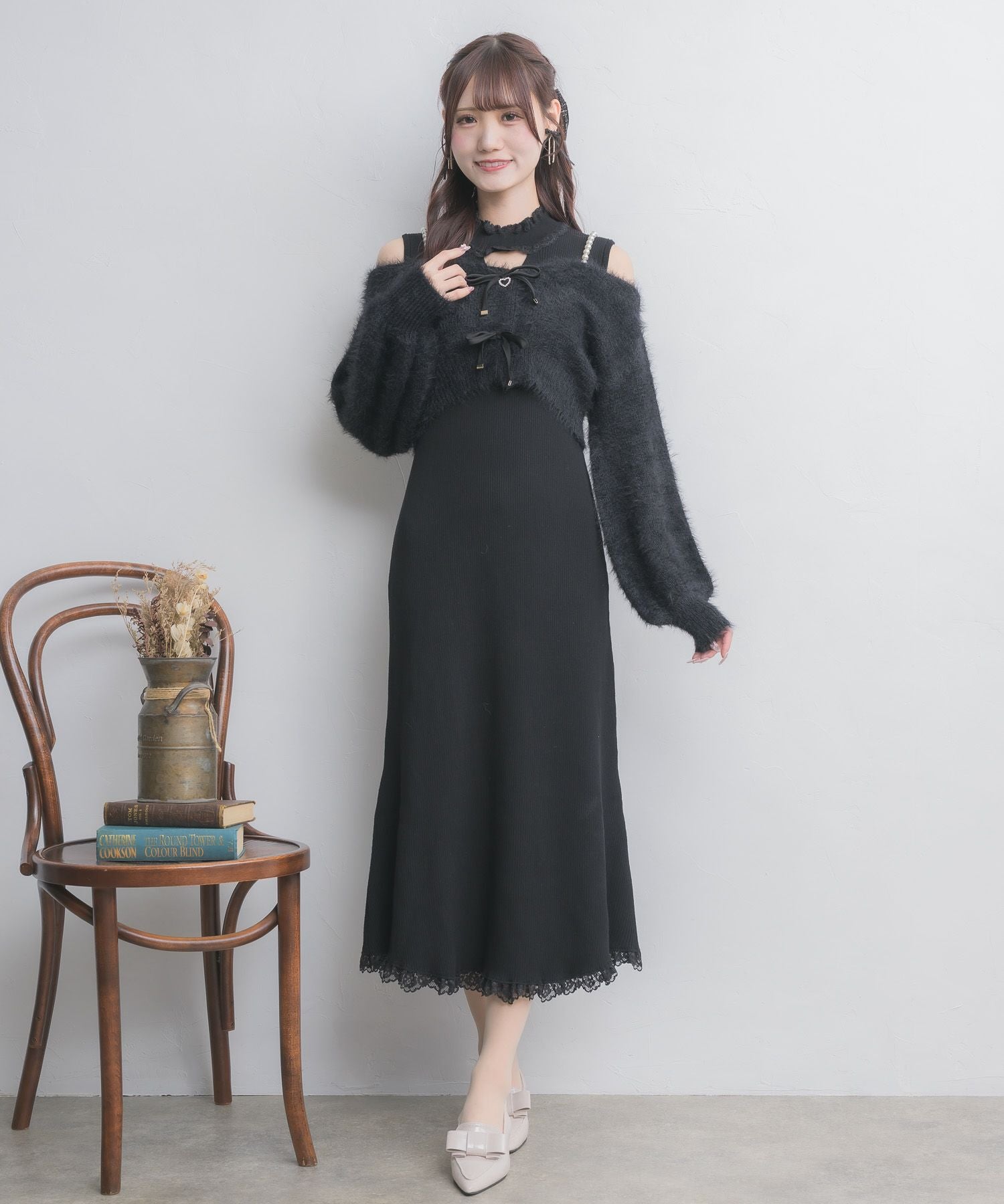 ニットワンピース×オフショルカーデセット | Rlab store