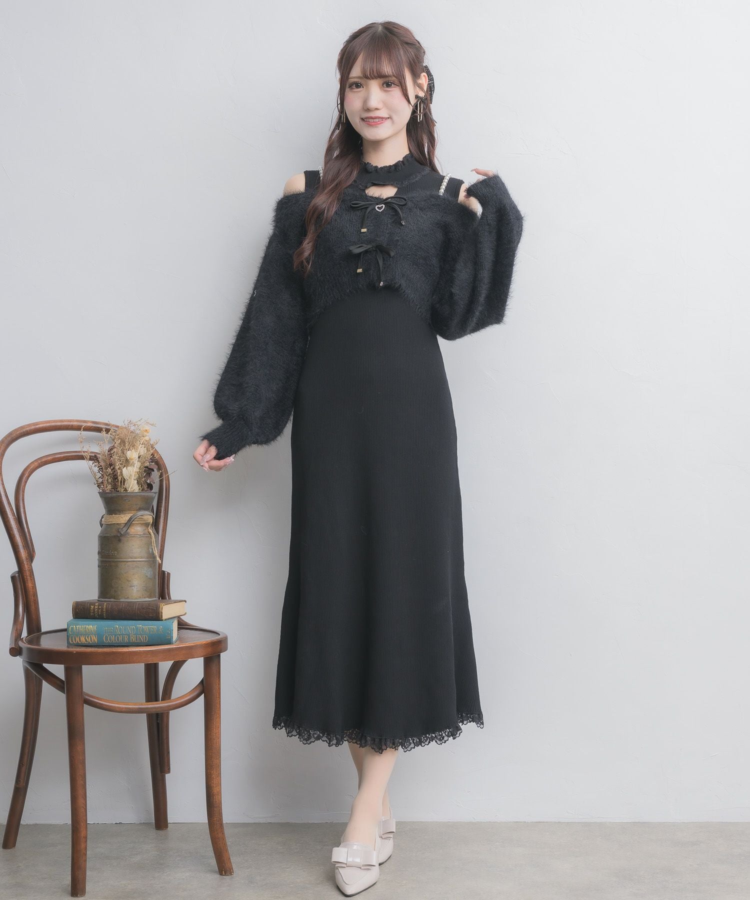 ニットワンピース×オフショルカーデセット | Rlab store