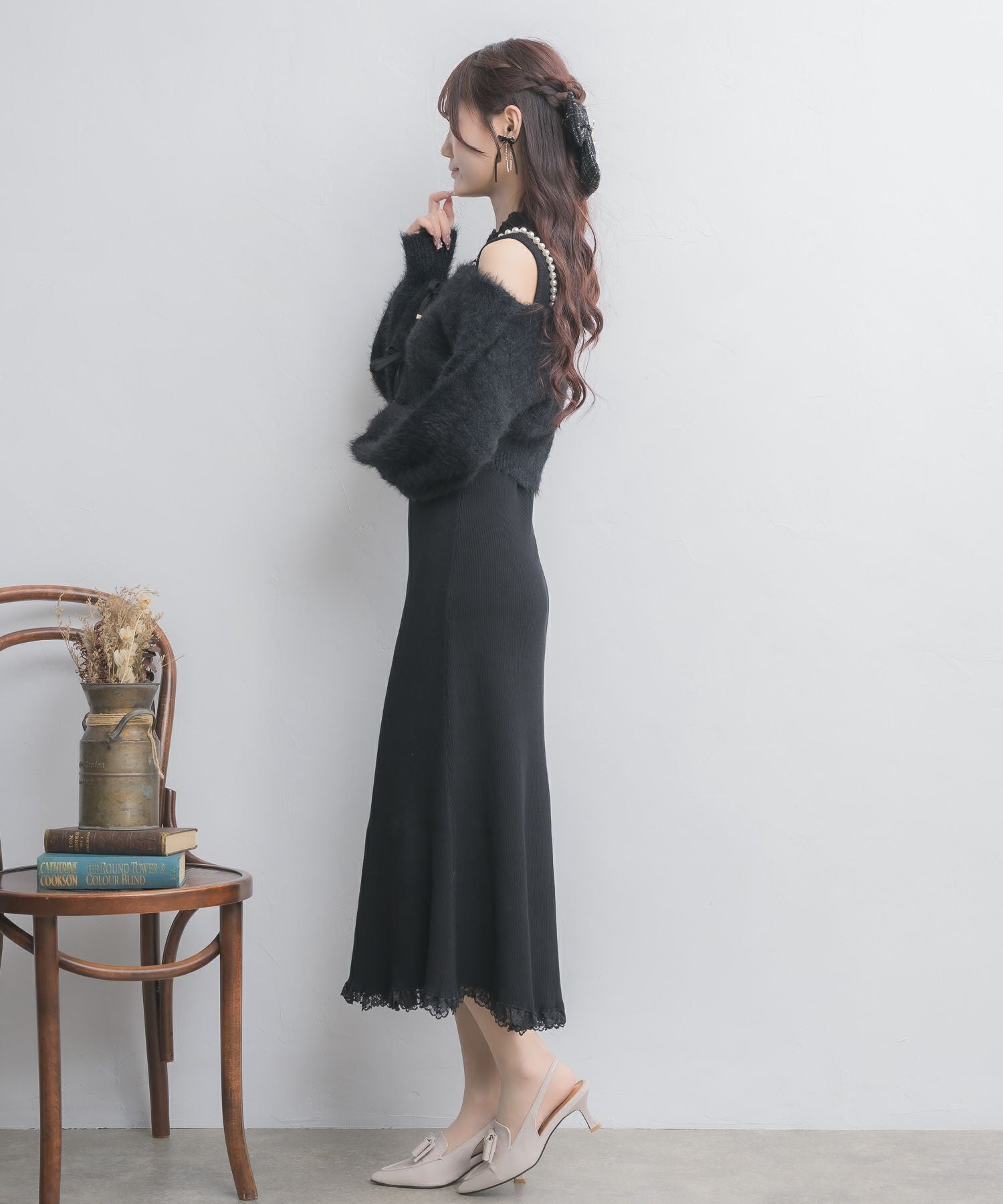ニットワンピース×オフショルカーデセット | Rlab store