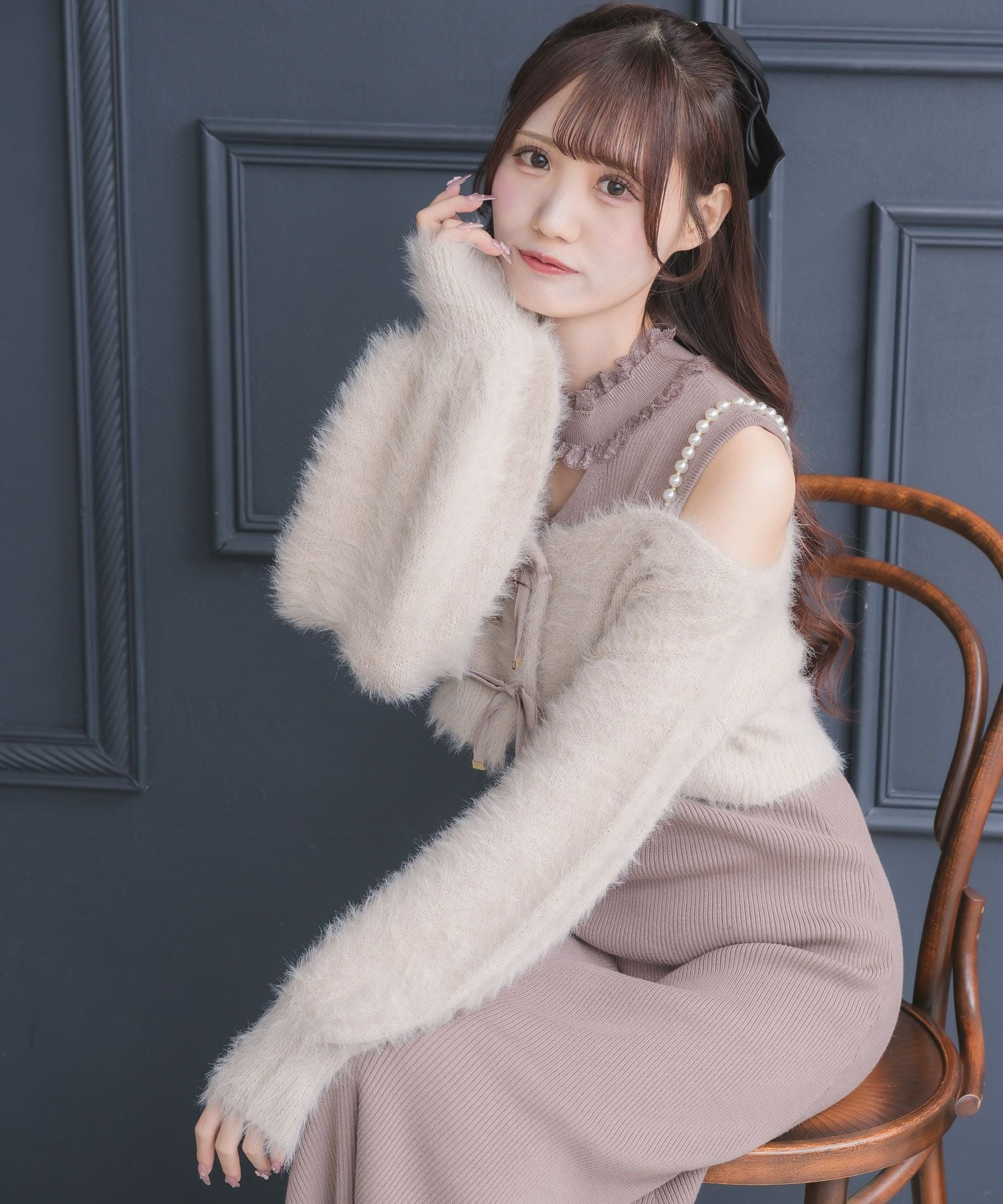 ニットワンピース×オフショルカーデセット | Rlab store ニットワンピース×オフショルカーデセット | Rlab store