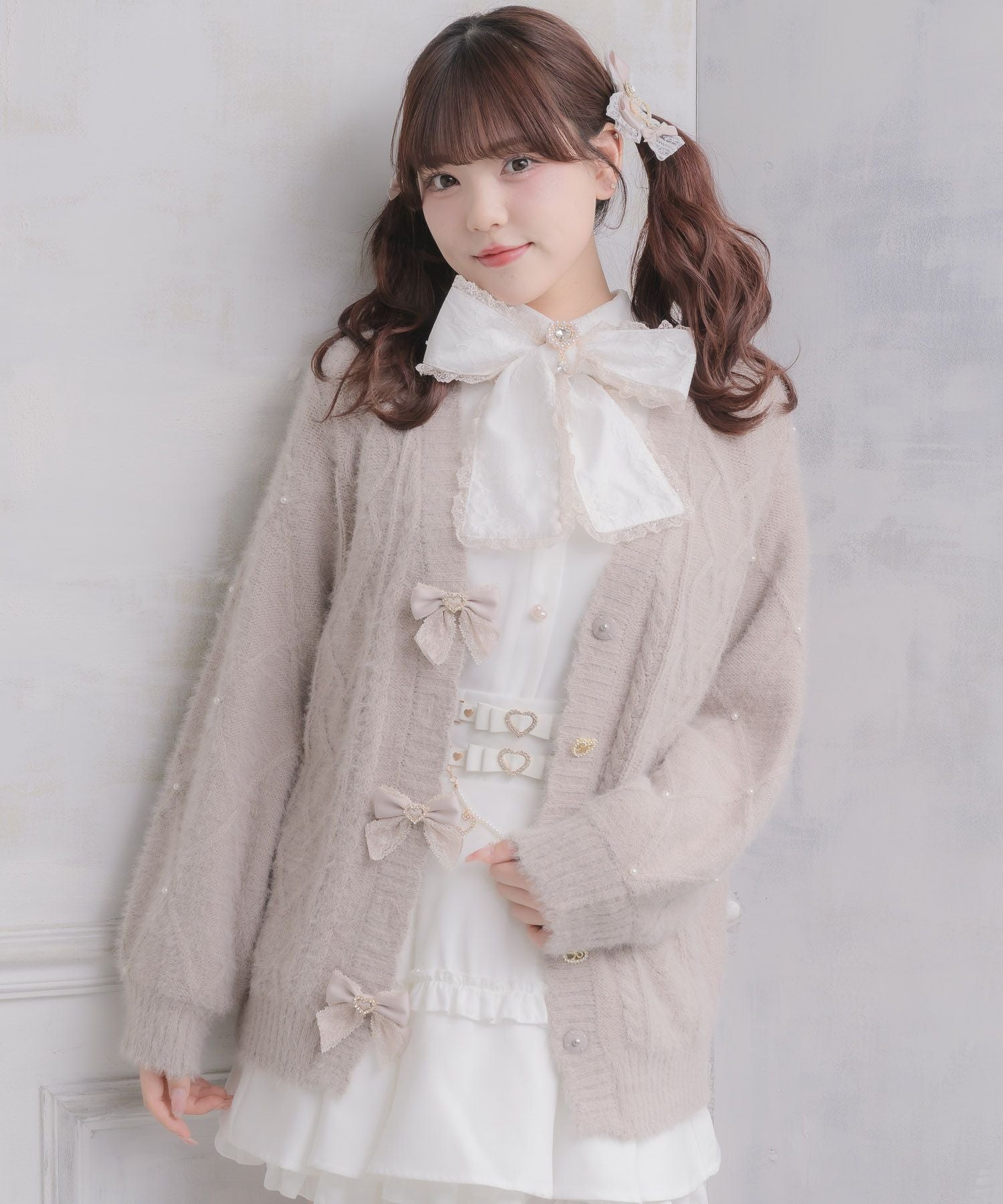 pium ハートリボンケーブルカーディガン ハートリボンケーブルカーディガン – pium