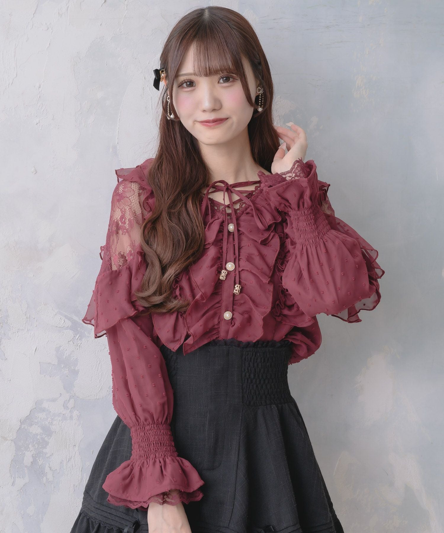 クロスネックフリルブラウス | Rlab store