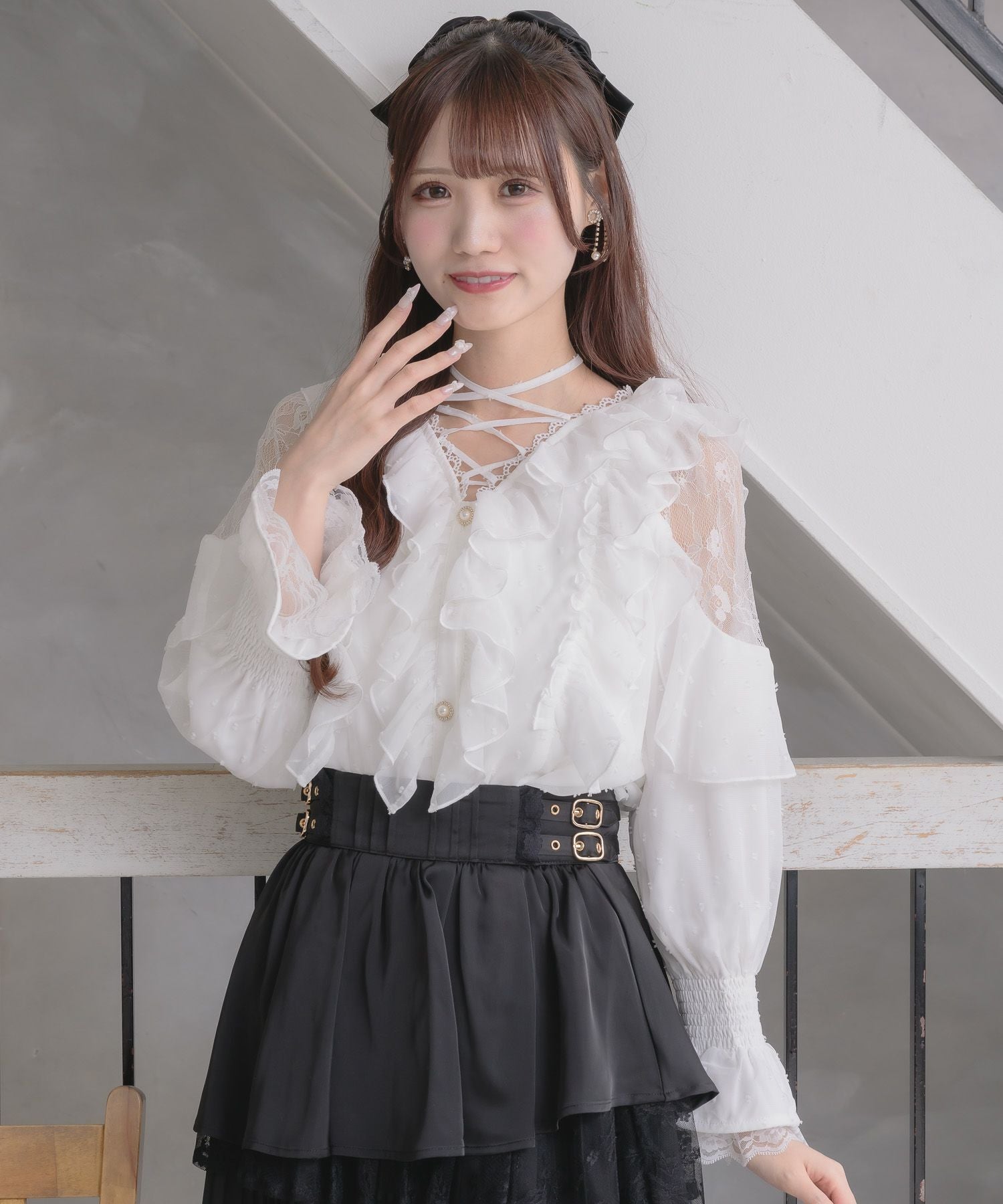 クロスネックフリルブラウス | Rlab store