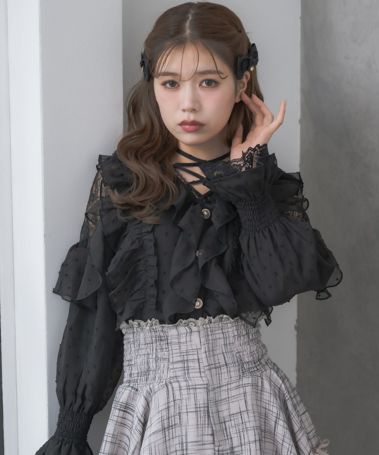 クロスネックフリルブラウス | Rlab store