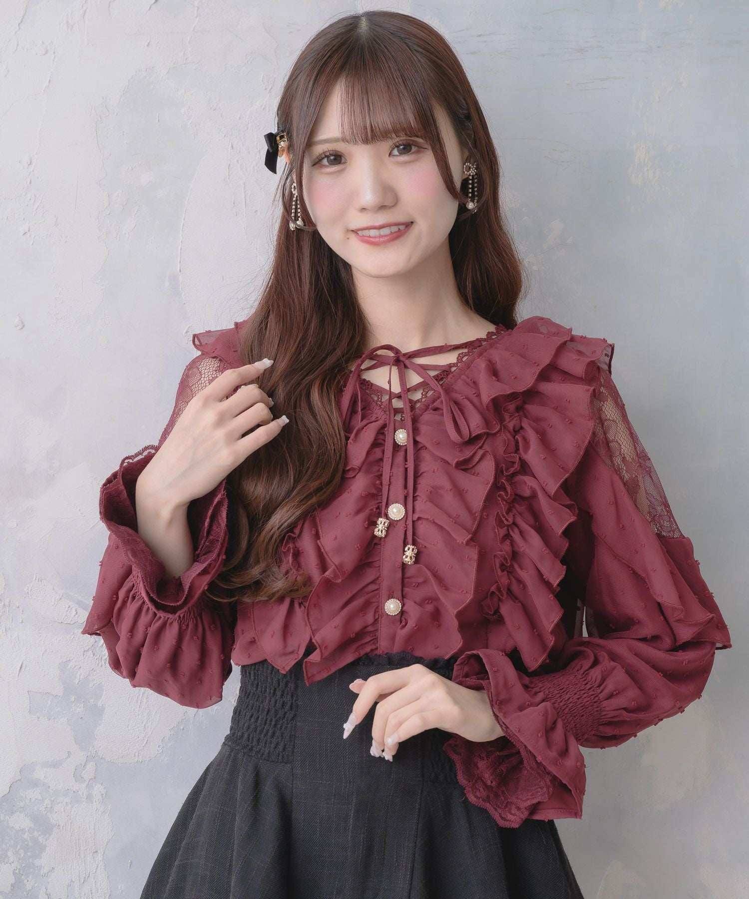 クロスネックフリルブラウス | Rlab store