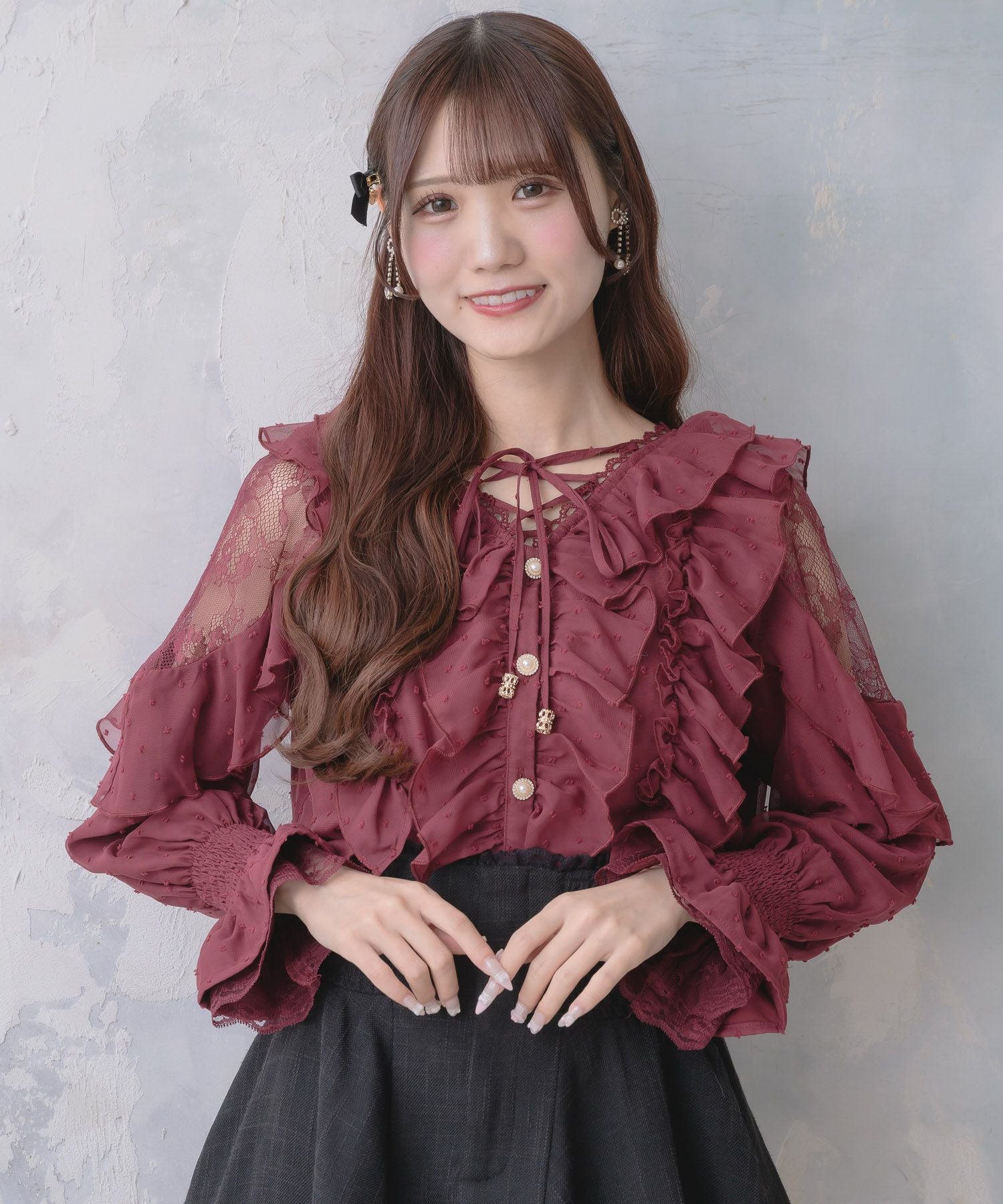 クロスネックフリルブラウス | Rlab store