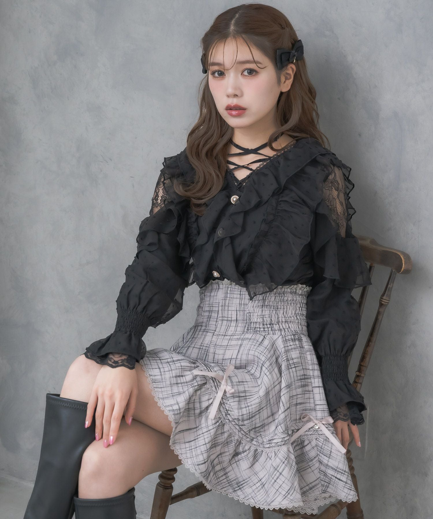 リボン付ウエストシャーリングスカート | Rlab store