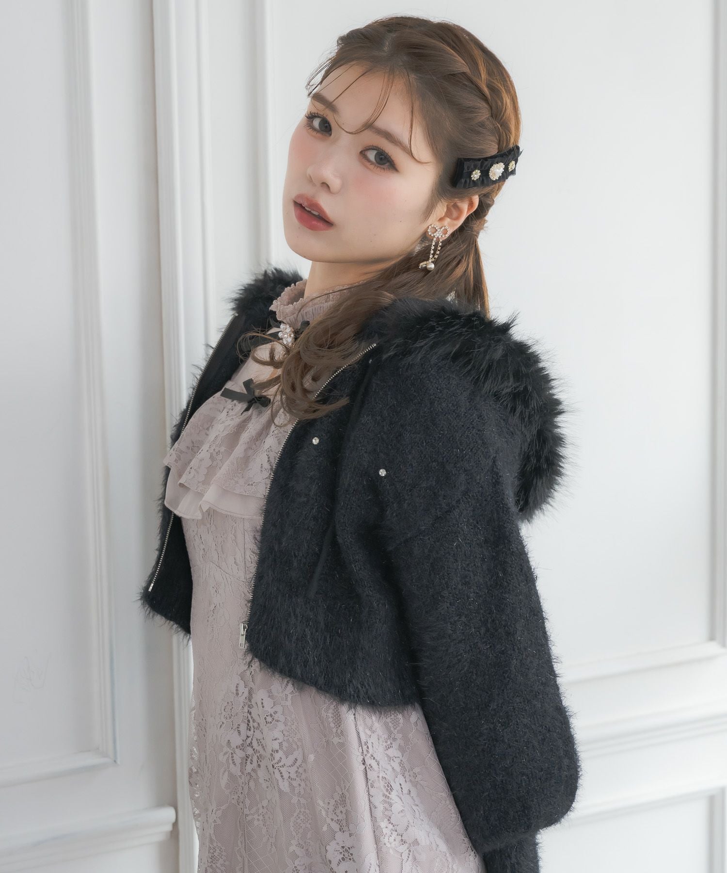週末値下げ！今期！ピンク♡シャギーニットパーカー ✨ ラメシャギーニットパーカー | Rlab store