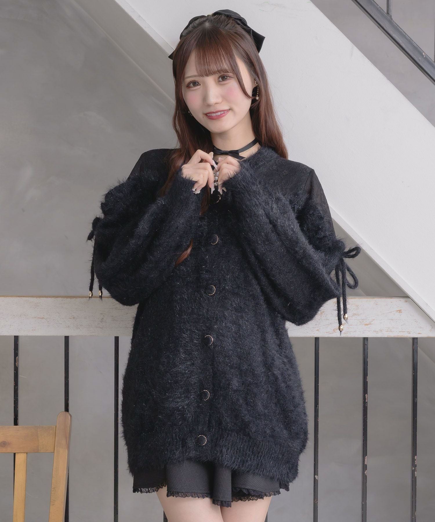 ブルーリボン  シャギーキラキラブラック ワンピース2点おまとめ レース切替ラメシャギーニットワンピース | Rlab store