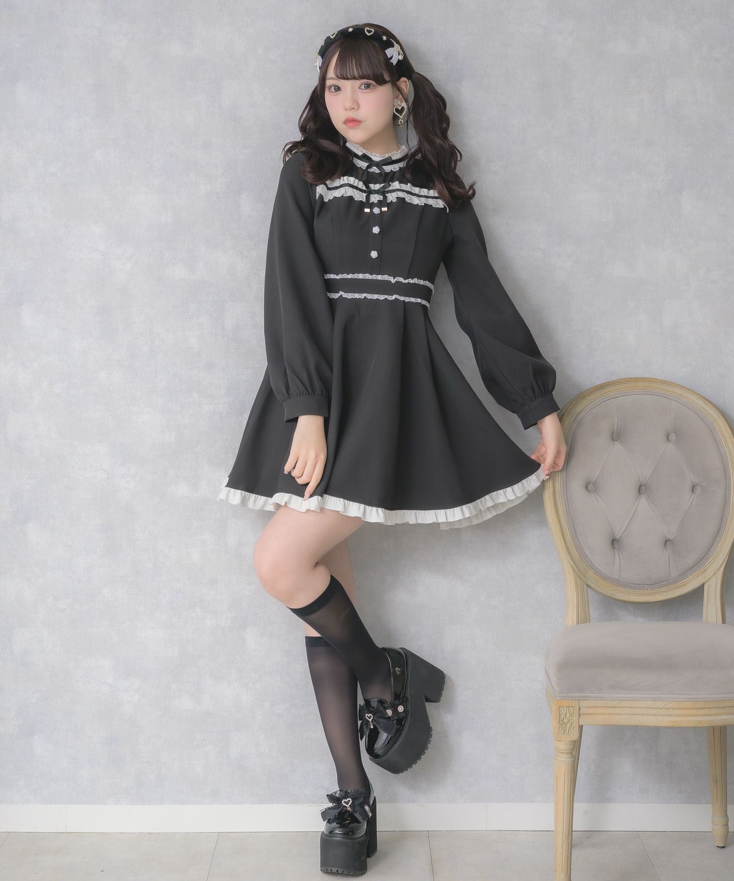 リボンテープフリルワンピース | Rlab store