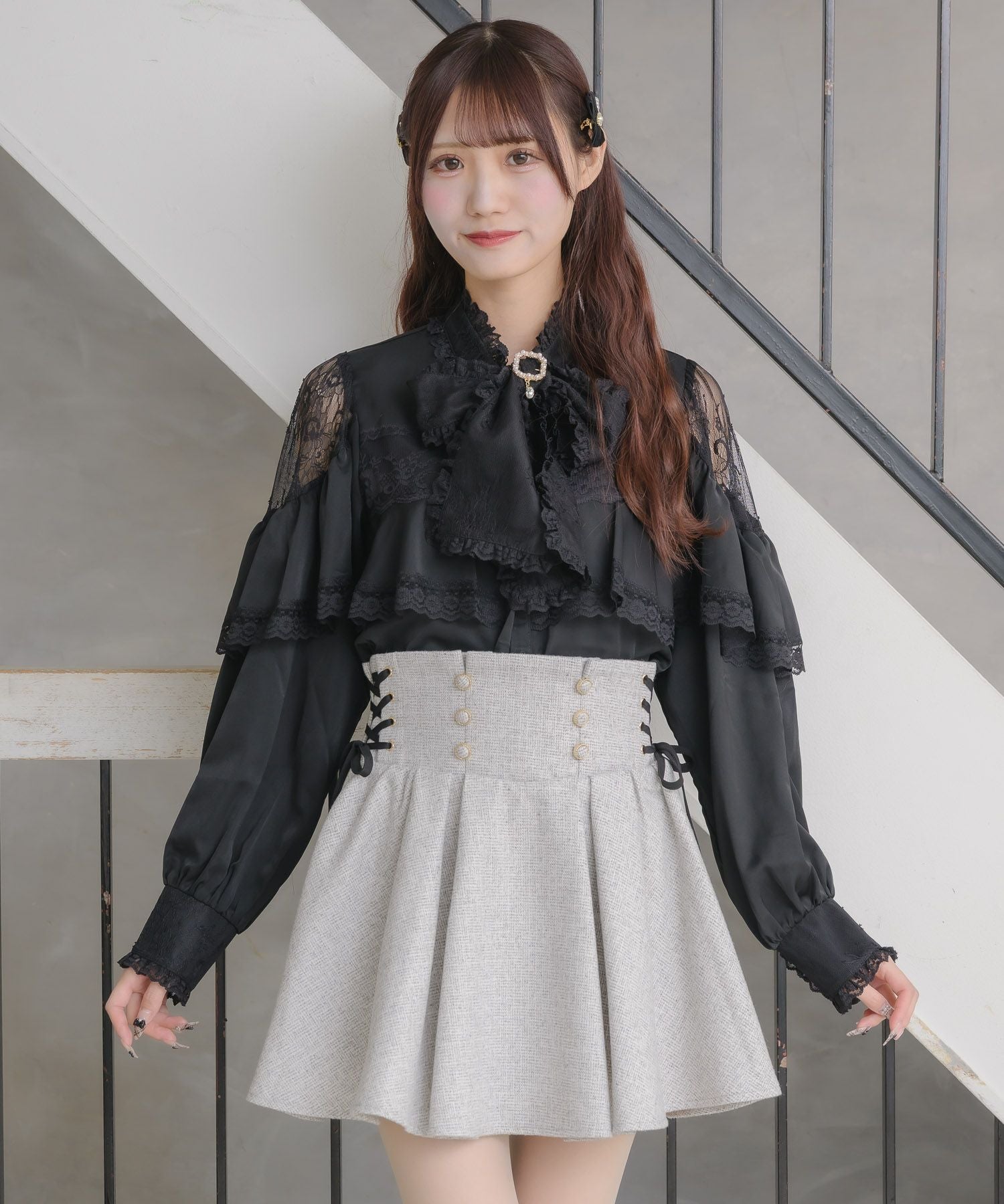レースアップツイードプリーツスカート | Rlab store