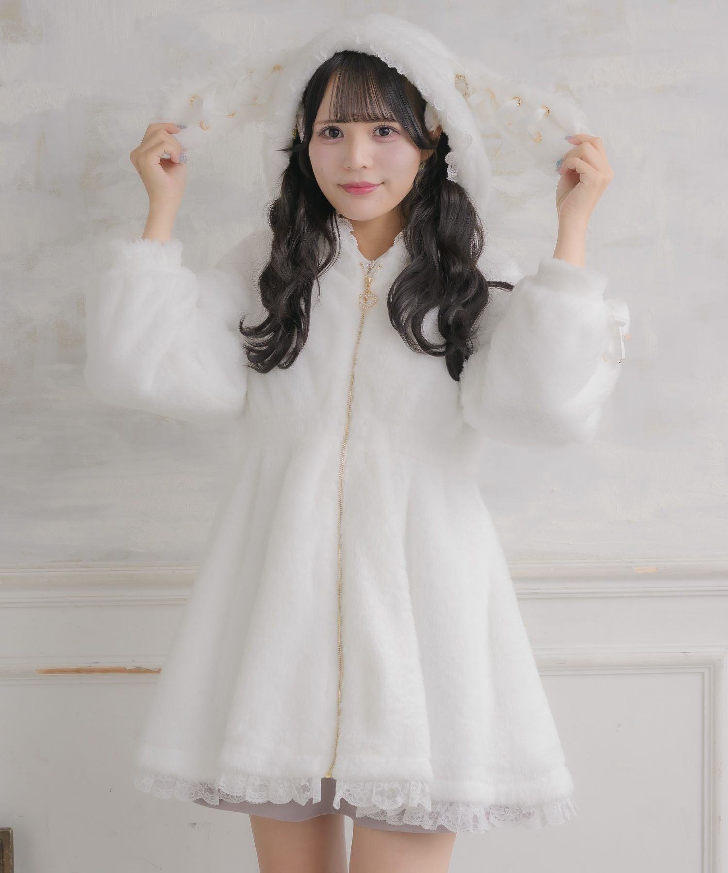 美品♡コトゥー ロングコート 丸襟 ラビットファー フリル Mサイズ 三陽商会 うさ耳ファーコート | Rlab store