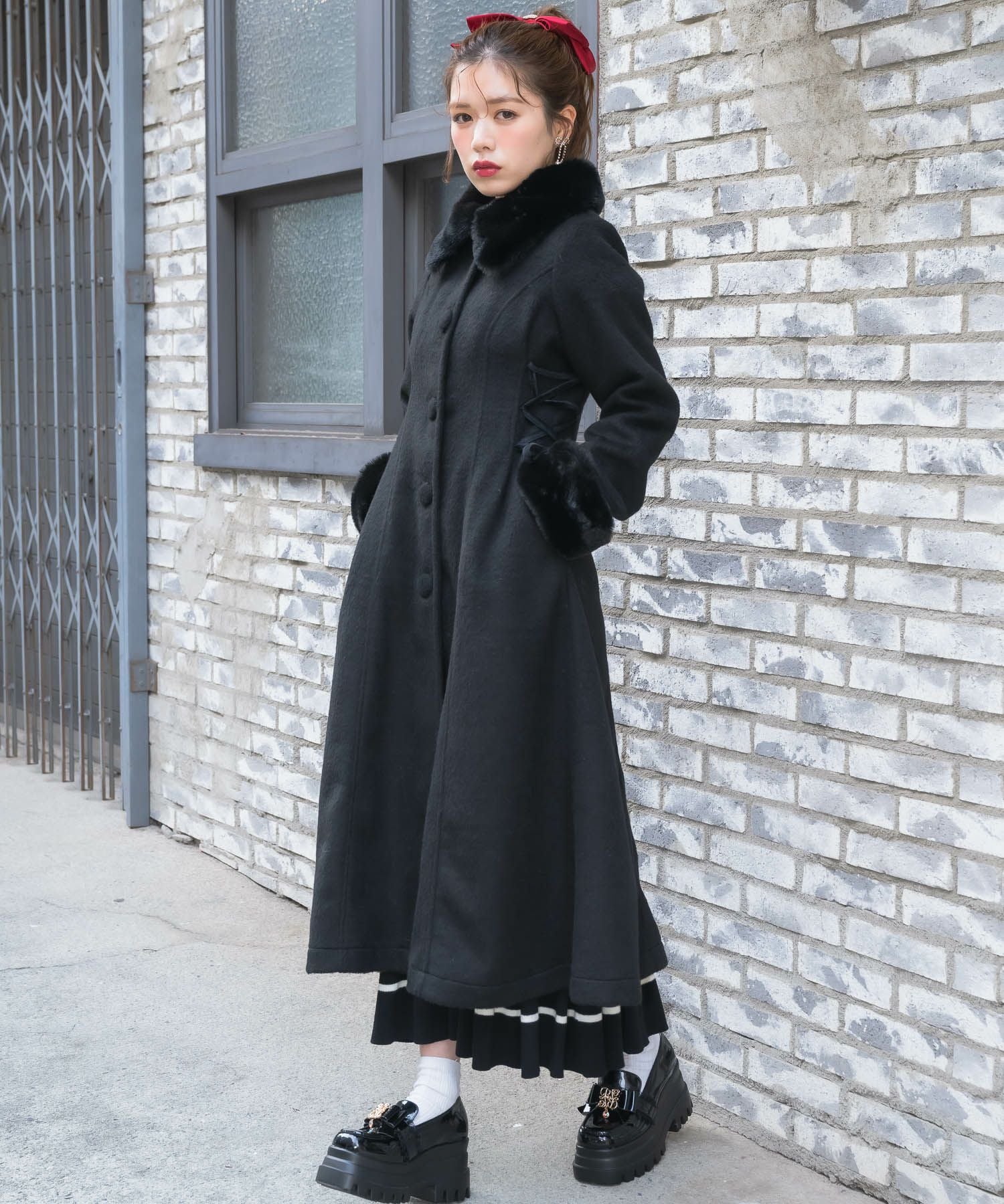 ウエストレースアップロングコート | Rlab store