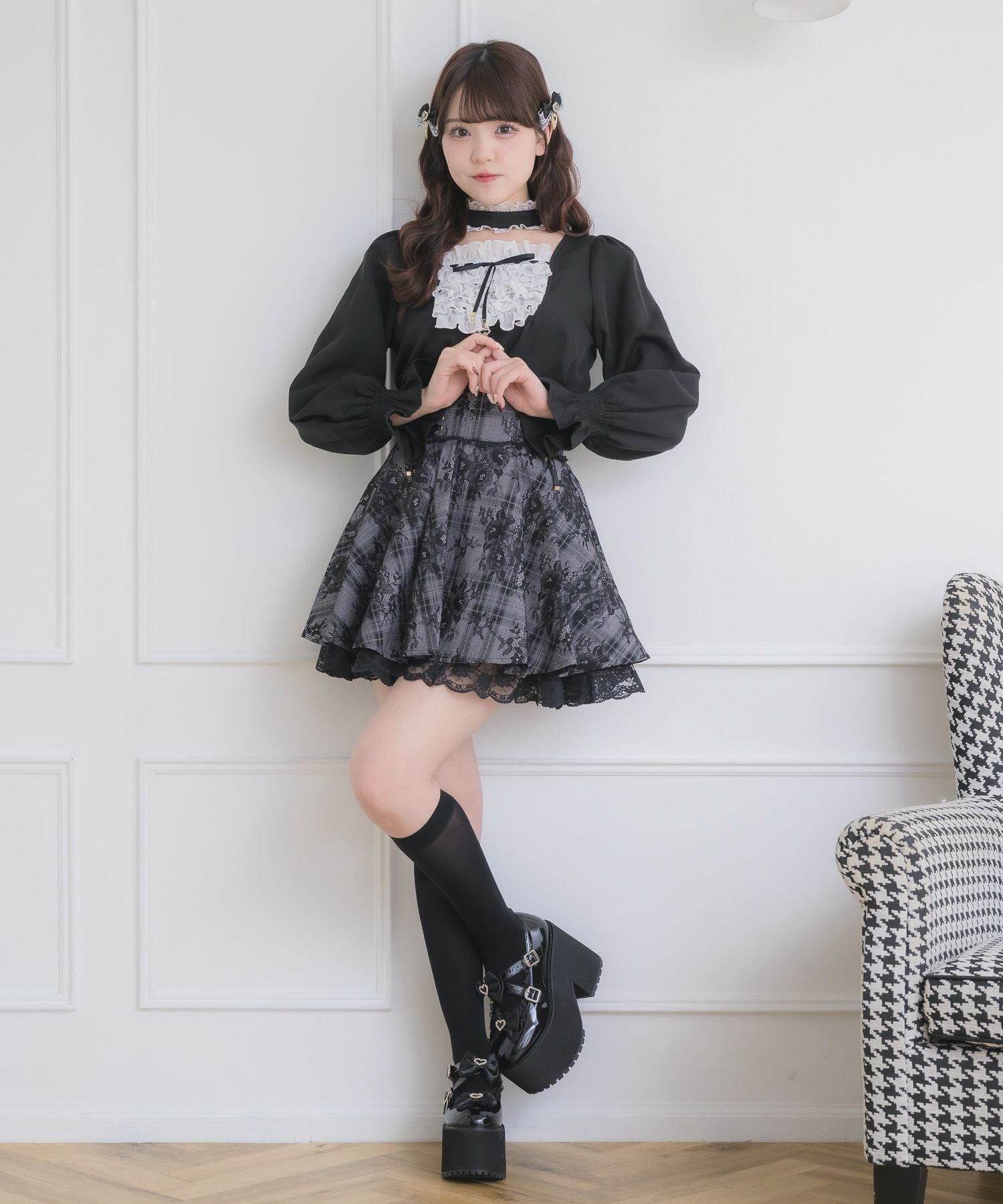 ❤️エイミー❤️フリルトップス❤️新品ブラック EIMY ISTOIRE（エイミーイストワール） ブラウス シャツ レース
