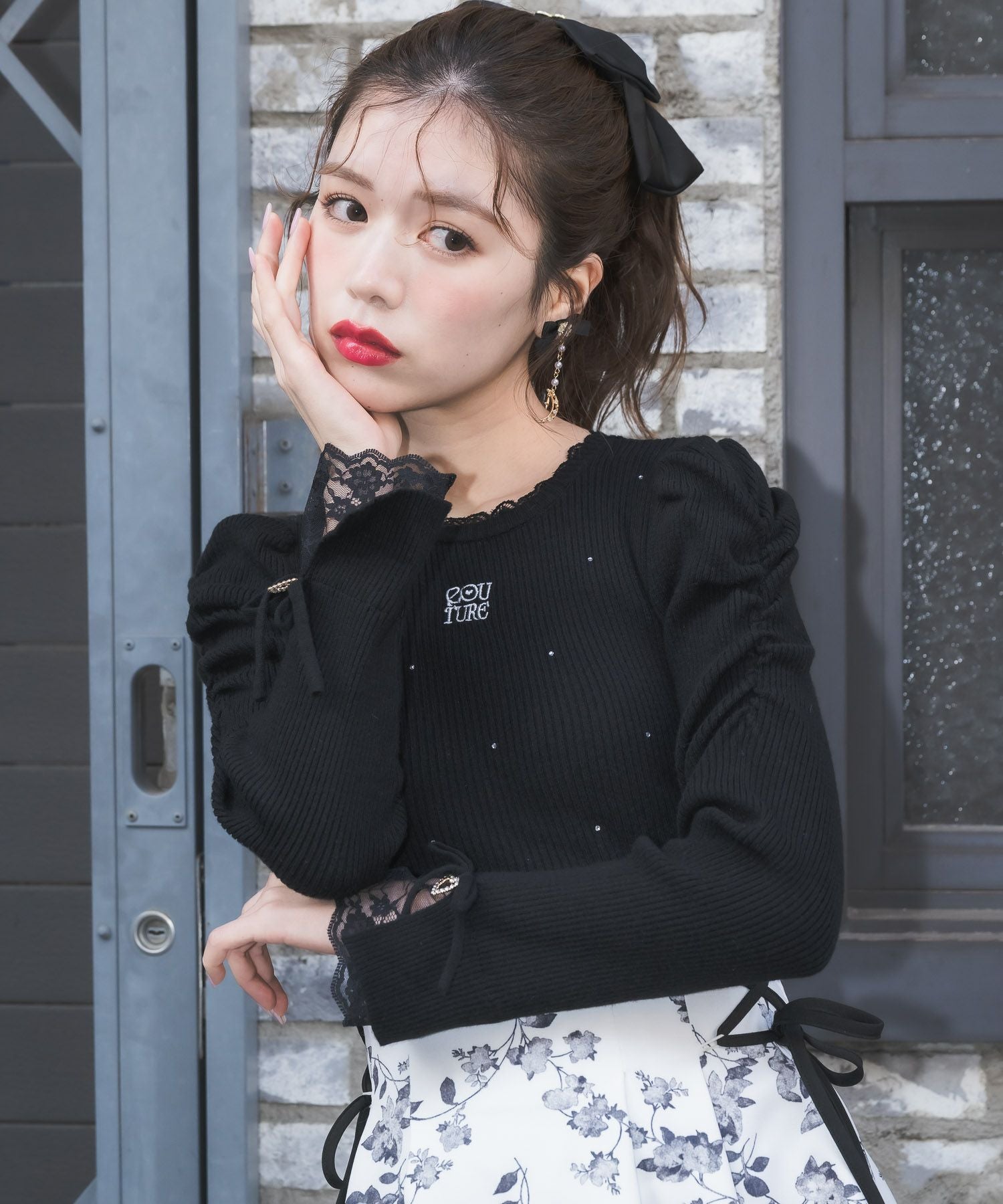 トップス tii ロゴ刺繍キラキラニットトップス | Rlab store