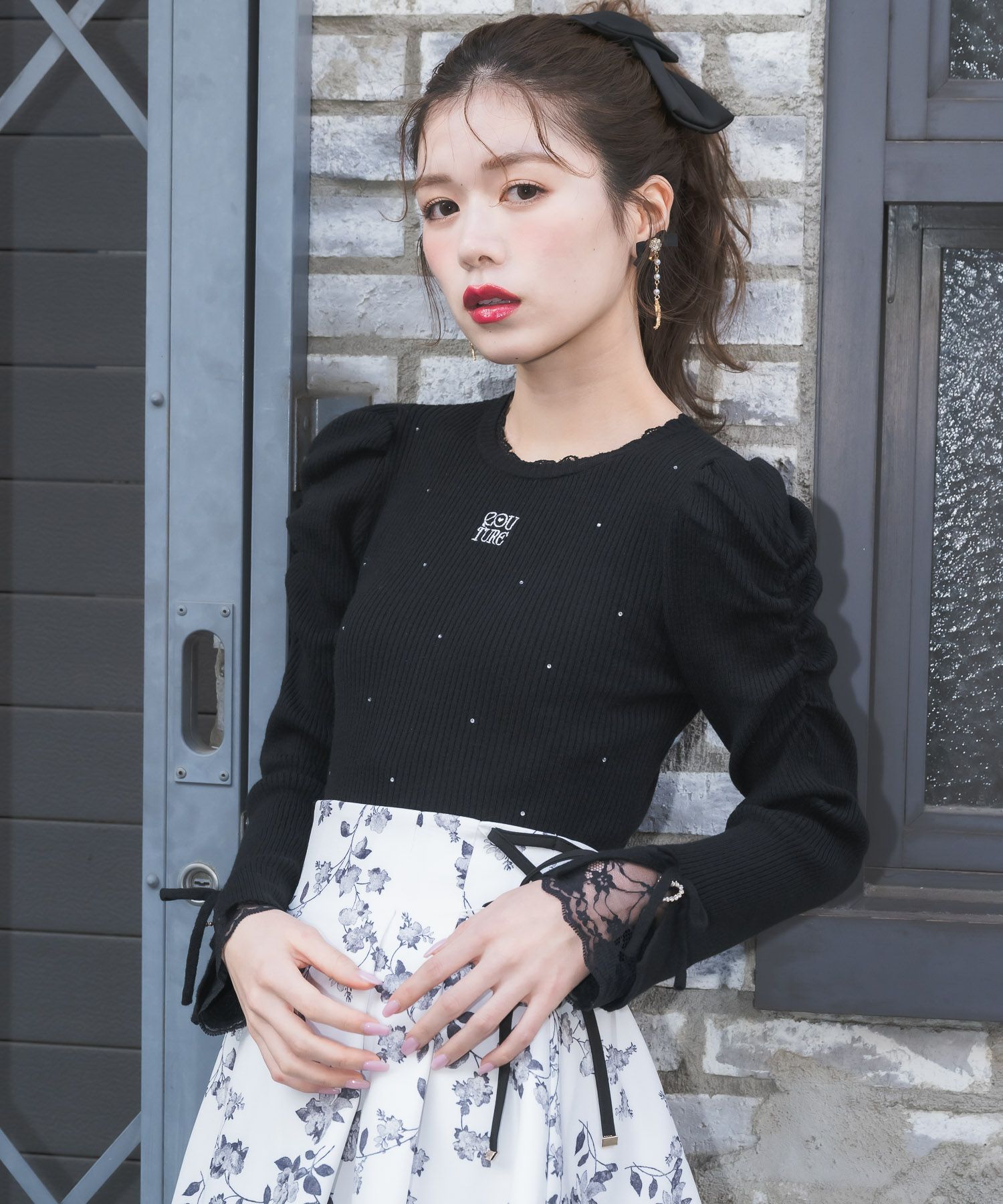 ロゴ刺繍キラキラニットトップス | Rlab store