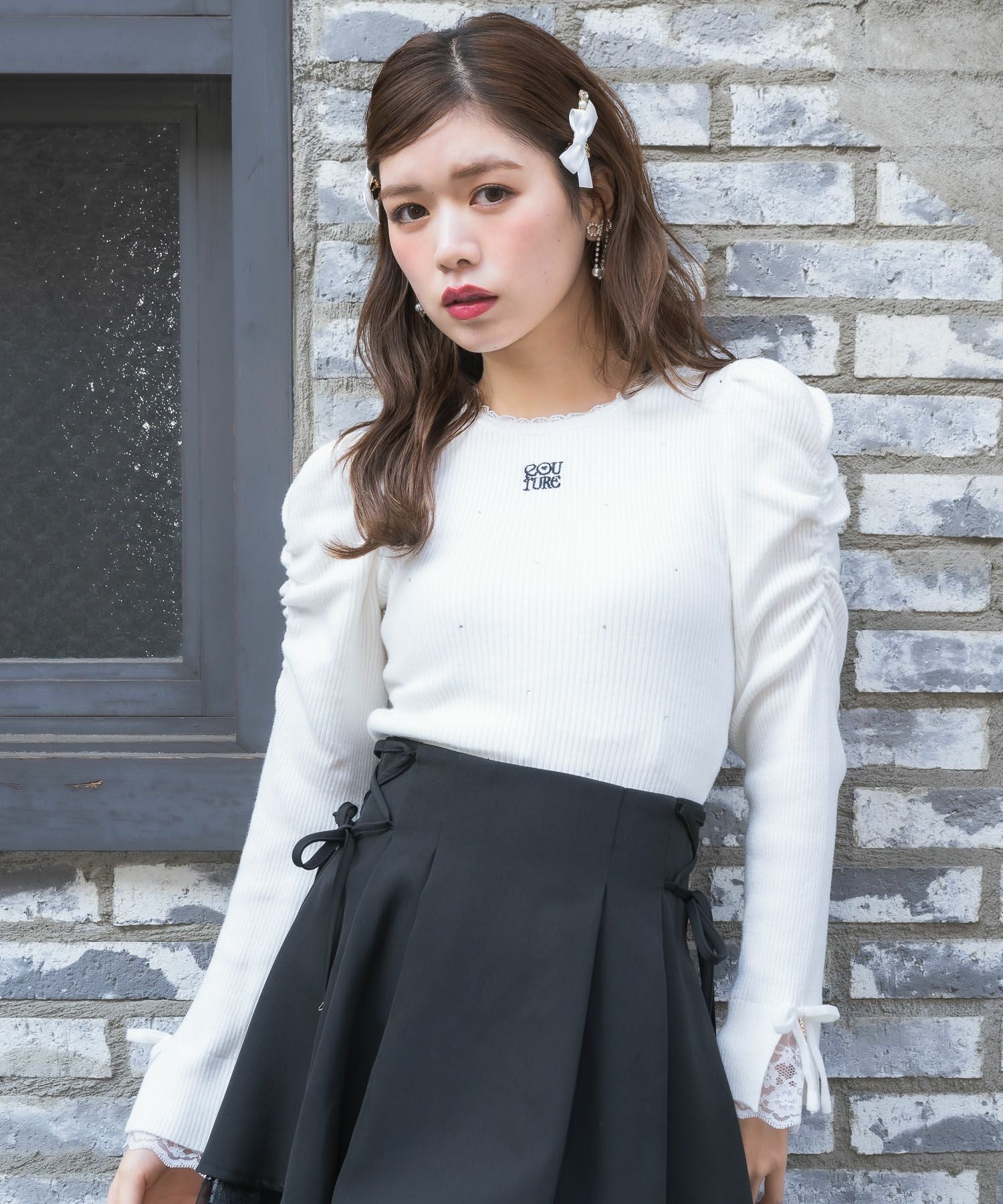 ロゴ刺繍キラキラニットトップス | Rlab store