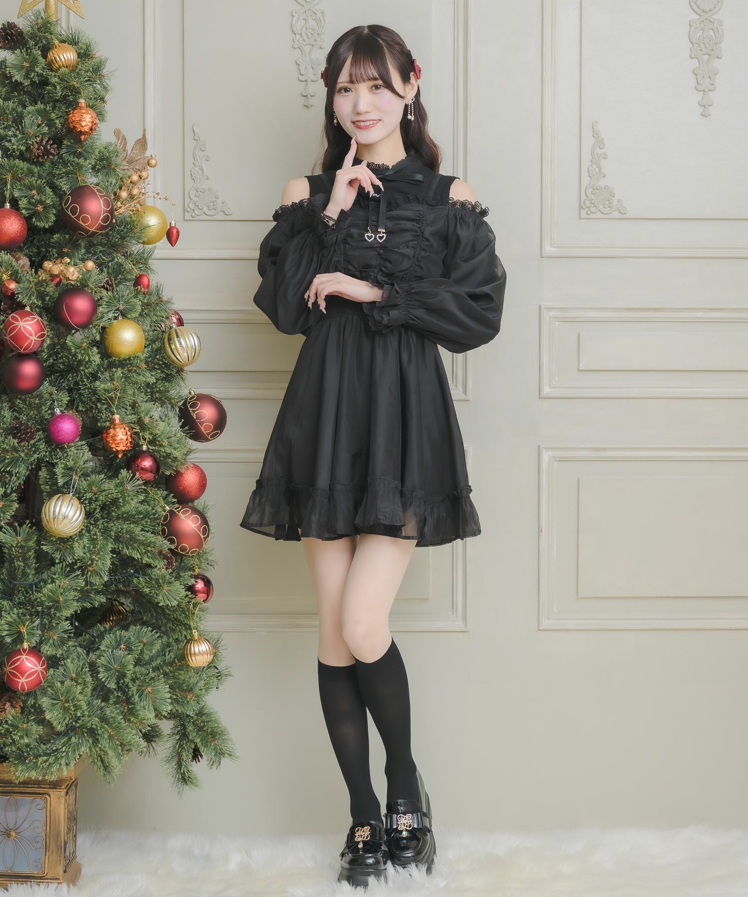 レイヤードオフショル長袖ワンピース | Rlab store