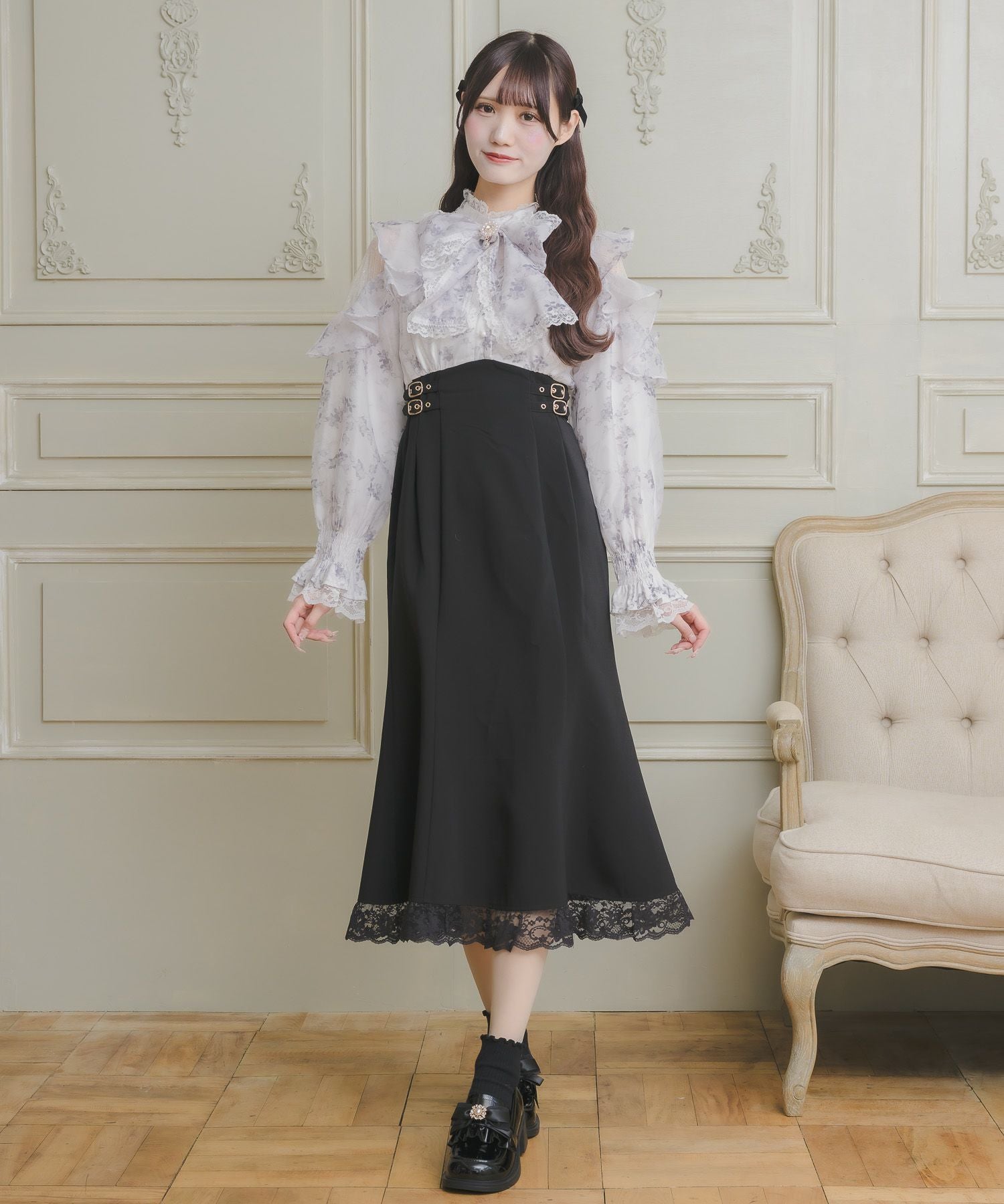 ROJITA 花柄ドッキング長袖ロングワンピース ピンク ロジータ ROJITA 花柄ロングワンピース （ピンク） - ファッション通販