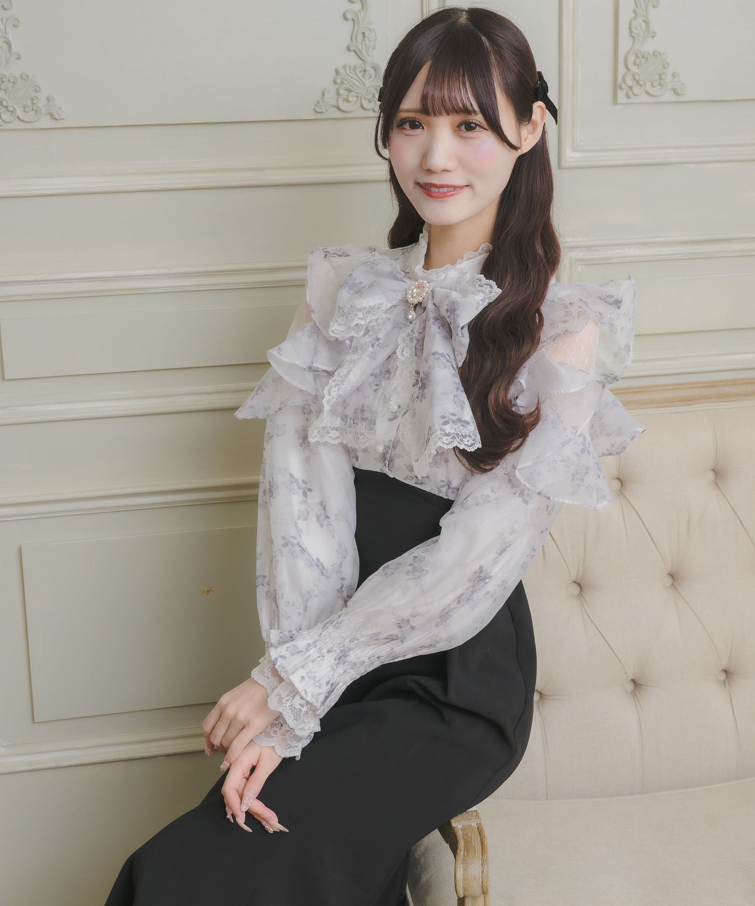 ROJITA 花柄ドッキング長袖ロングワンピース ピンク ROJITA（ロジータ） ワンピース 「ZOZO限定再入荷」花柄ロング