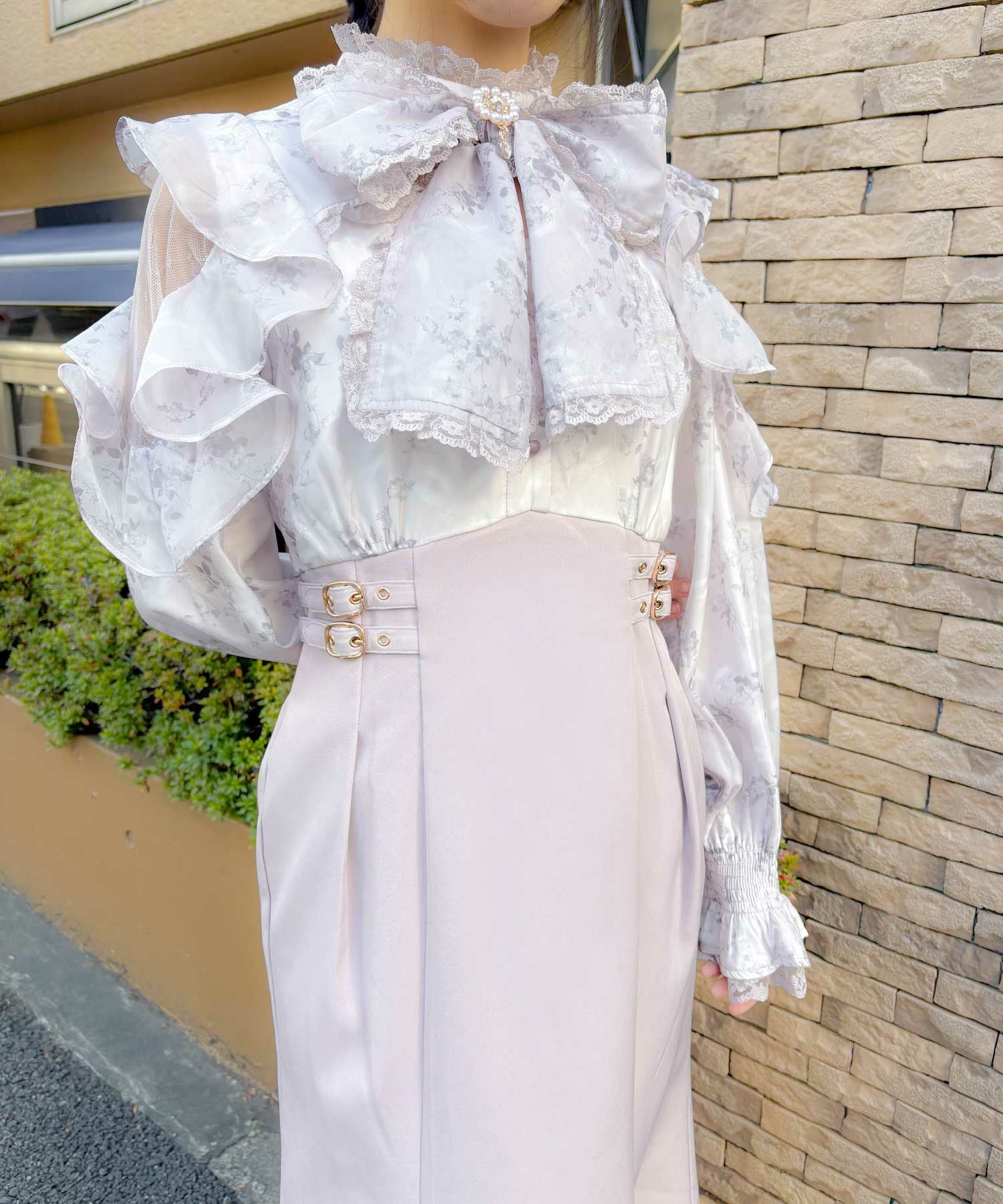 ROJITA 花柄ドッキング長袖ロングワンピース ピンク 花柄ドッキングワンピース | Rlab store