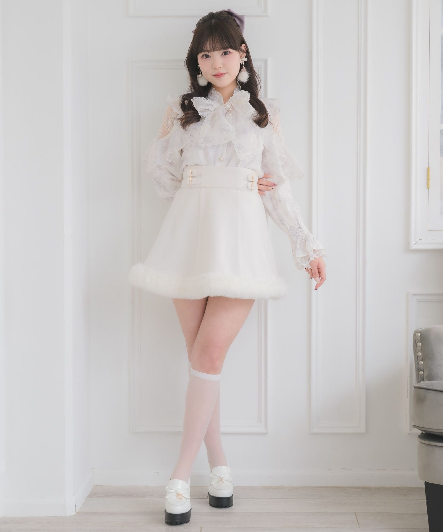 ★今期完売 rosy monster フリルタックブラウス ホワイト★ フリルタックブラウス