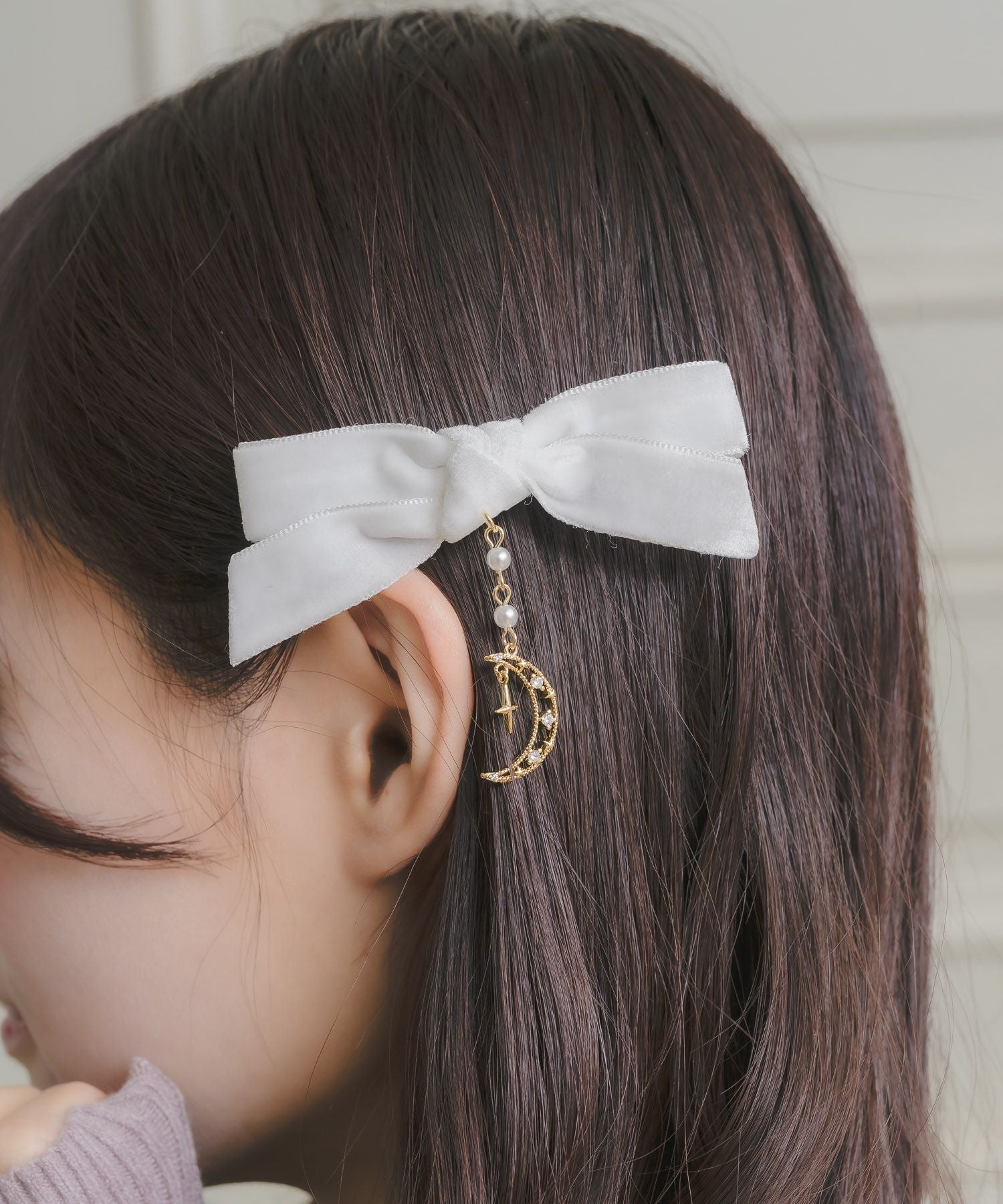 No1 ロングver ヘアアクセサリー ペンライト リボン オーダー専用 ムーンチェーンベロアリボンクリップセット | Rlab store