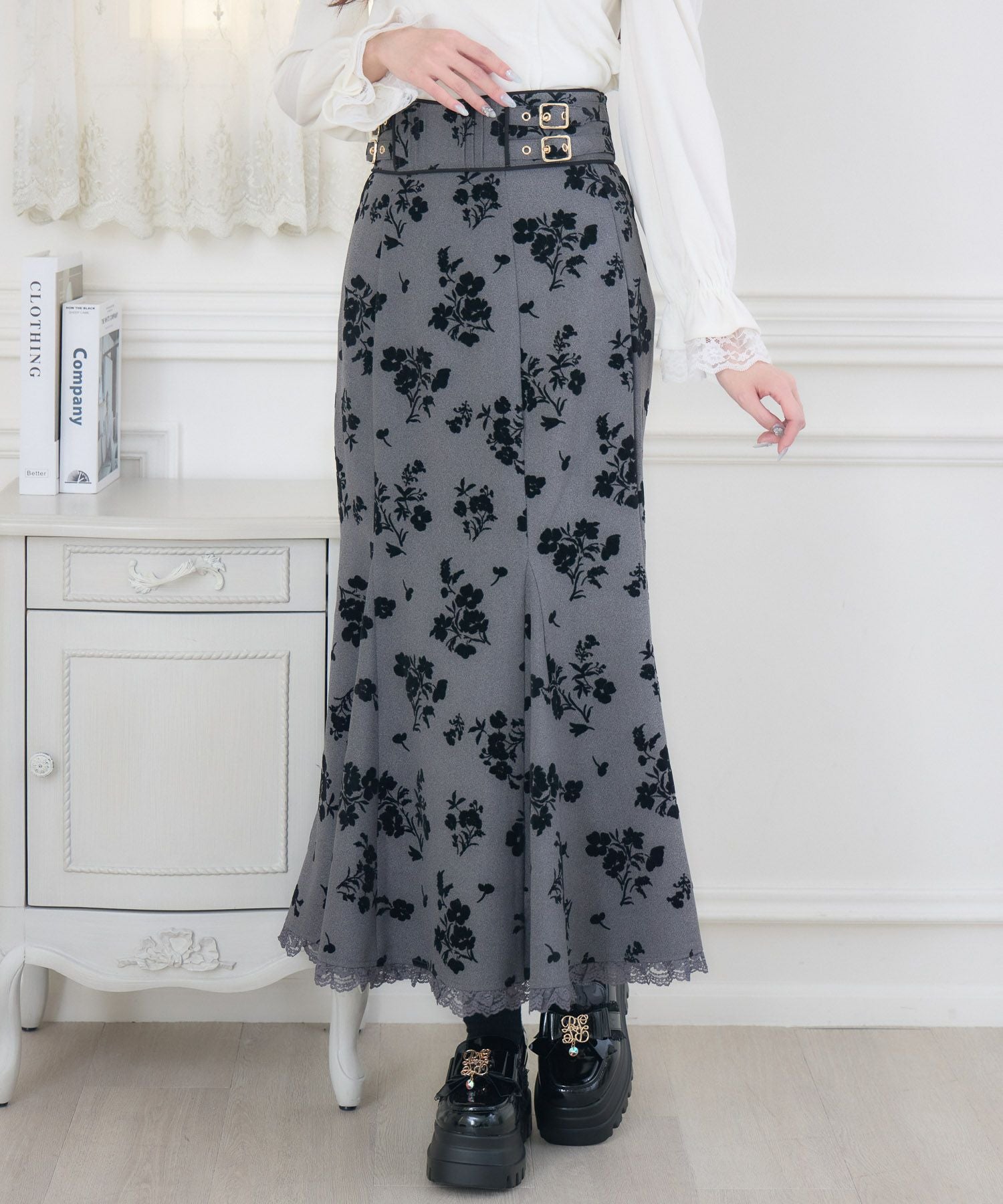 花柄フロッキーマーメイドスカート | Rlab store