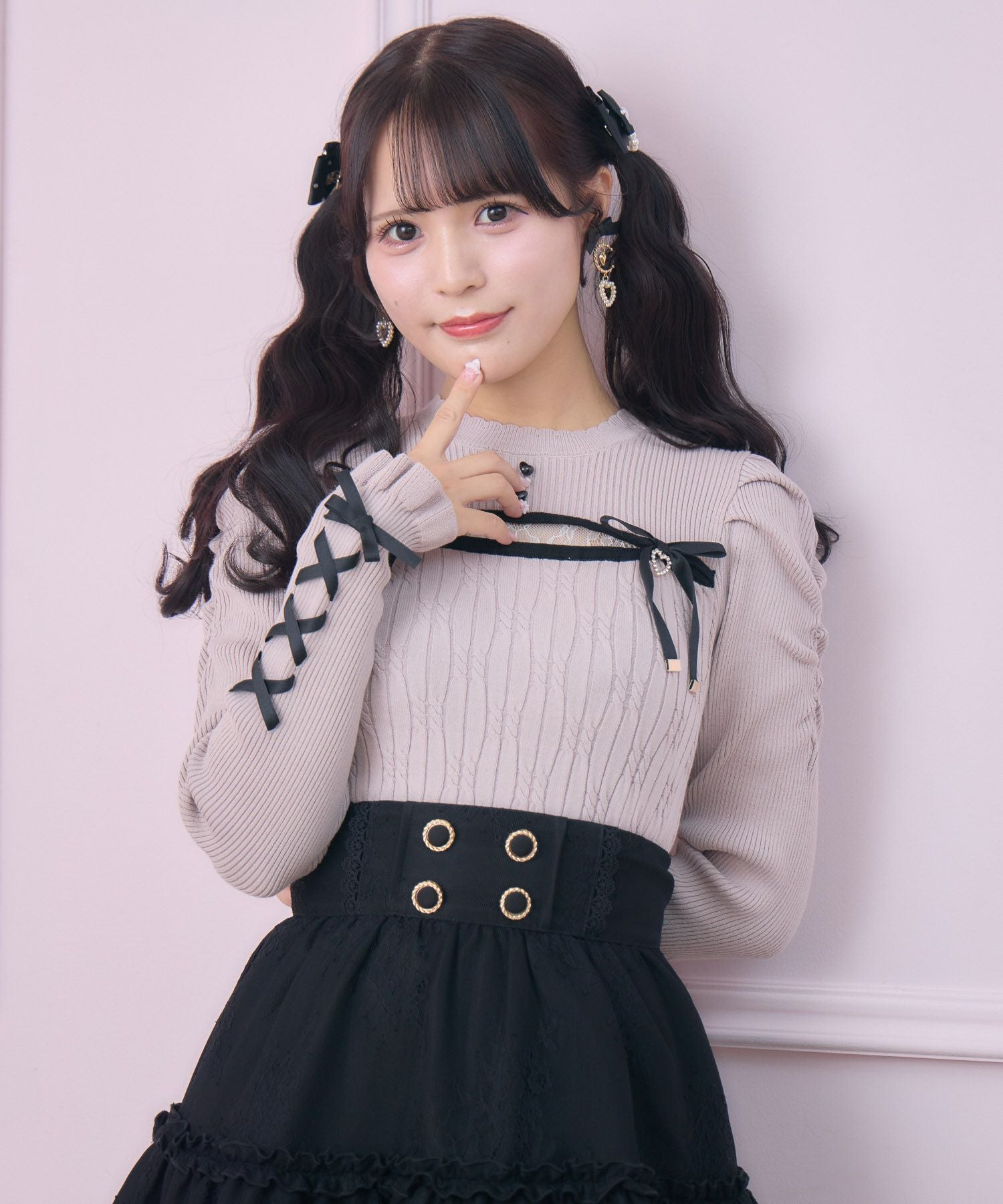 デコルテ開き配色リボンニット | Rlab store