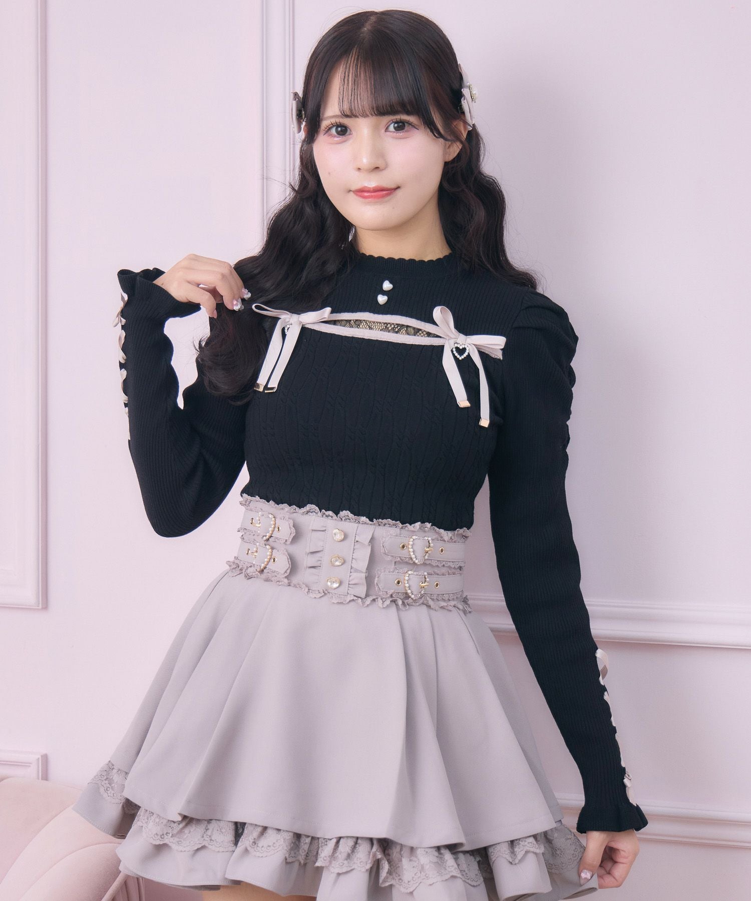 デコルテ開き配色リボンニット | Rlab store