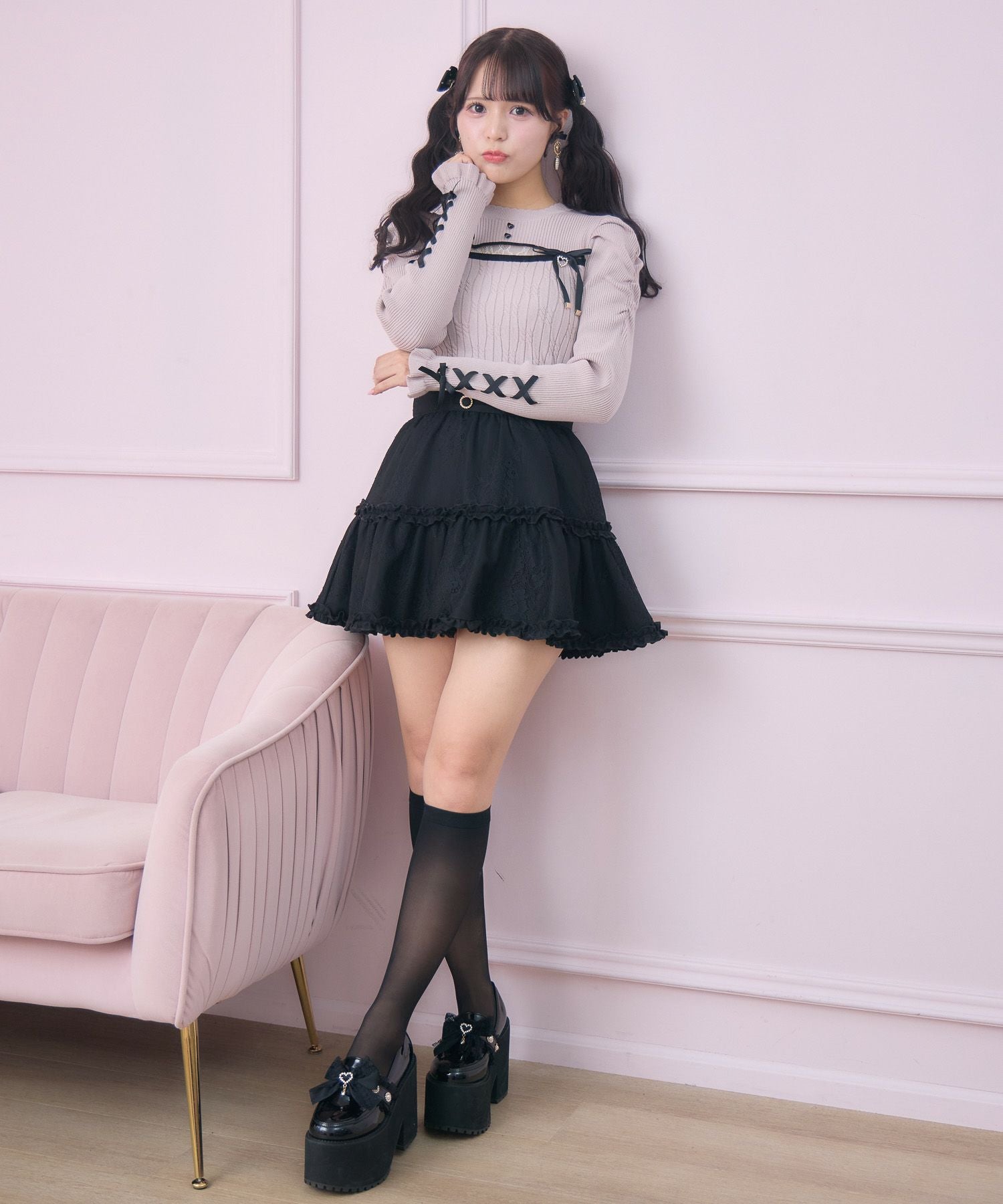 keinarita リボントップス デコルテ開き配色リボンニット | Rlab store