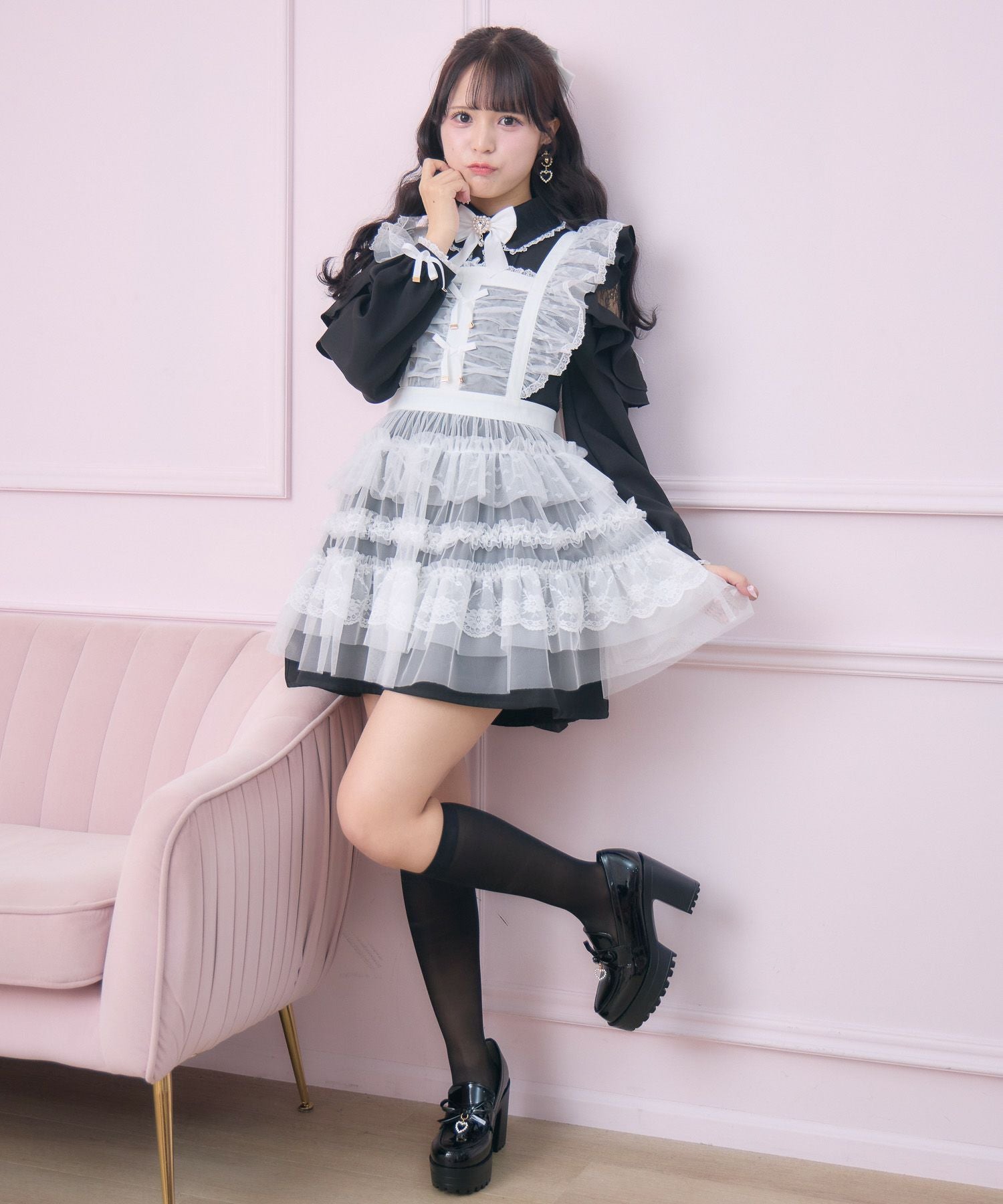 チュールエプロン付きメイドワンピース | Rlab store