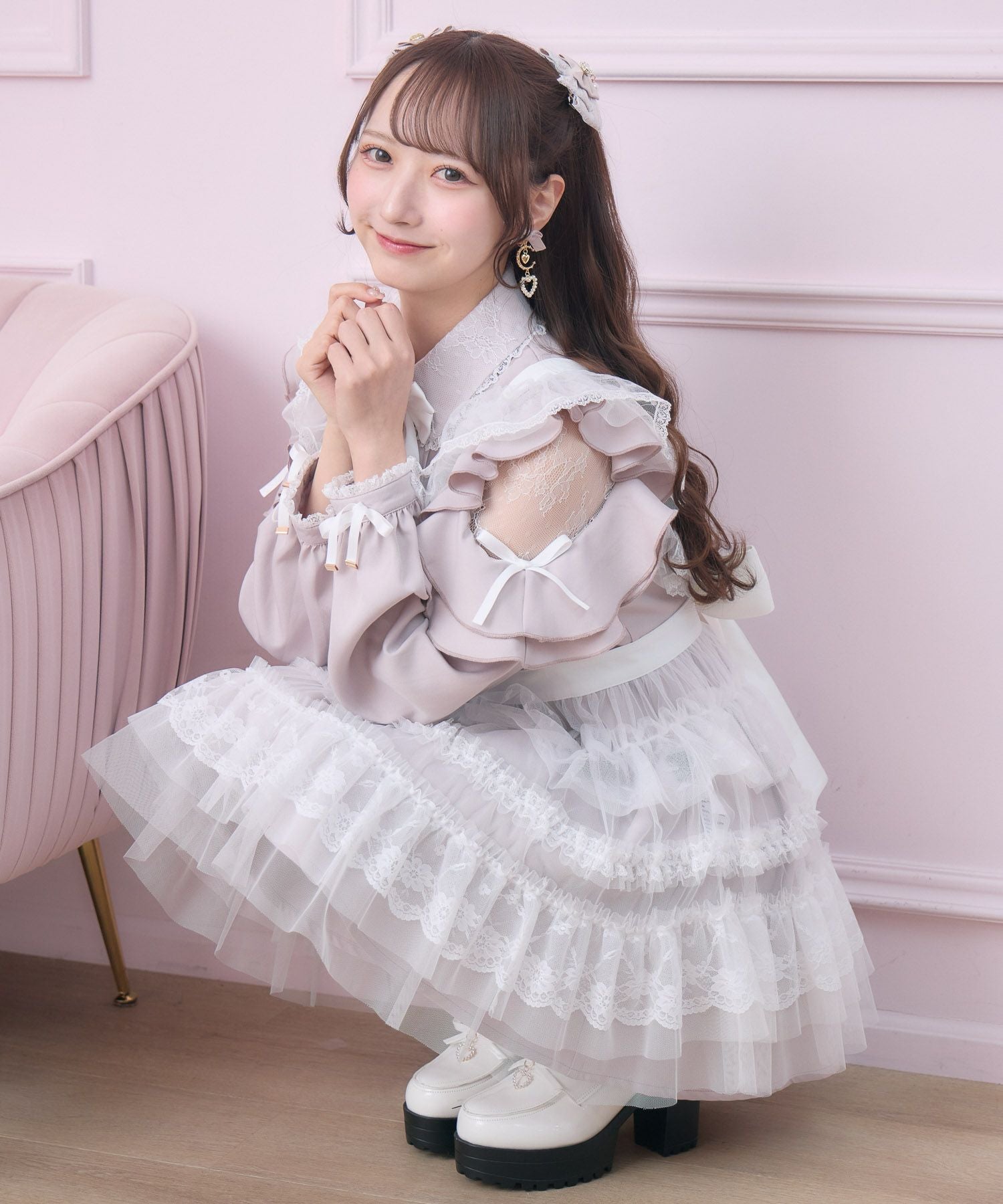 チュールエプロン付きメイドワンピース | Rlab store