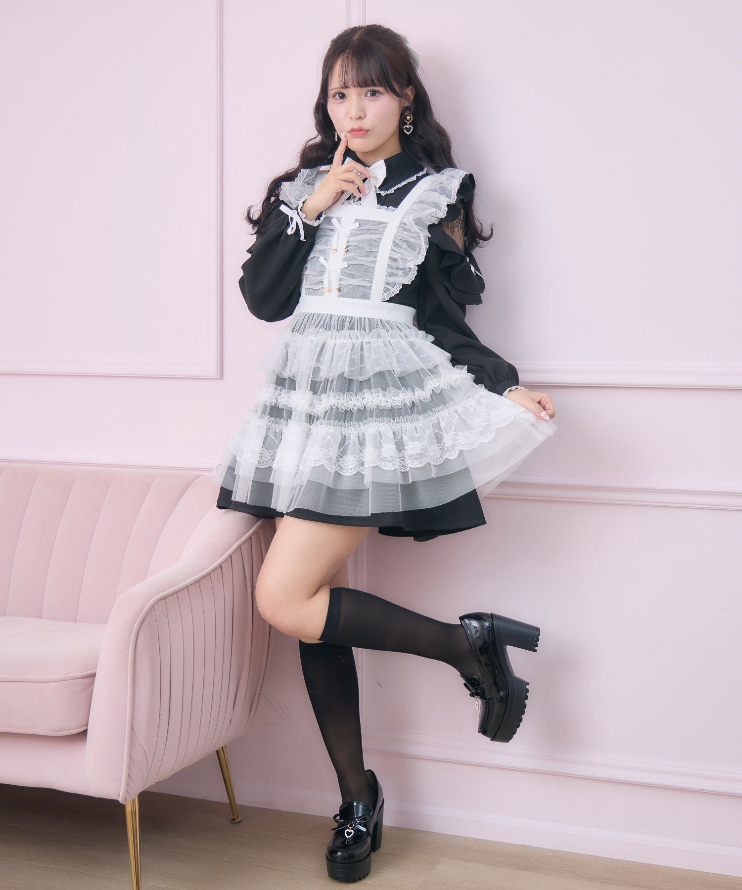 チュールエプロン付きメイドワンピース | Rlab store